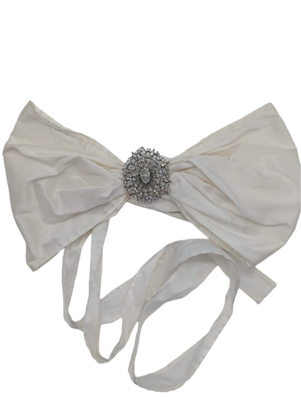 Broochella bridal wedding bow brooch pin choker ivory silk jewelled embellishment handmade luxury designer women’s