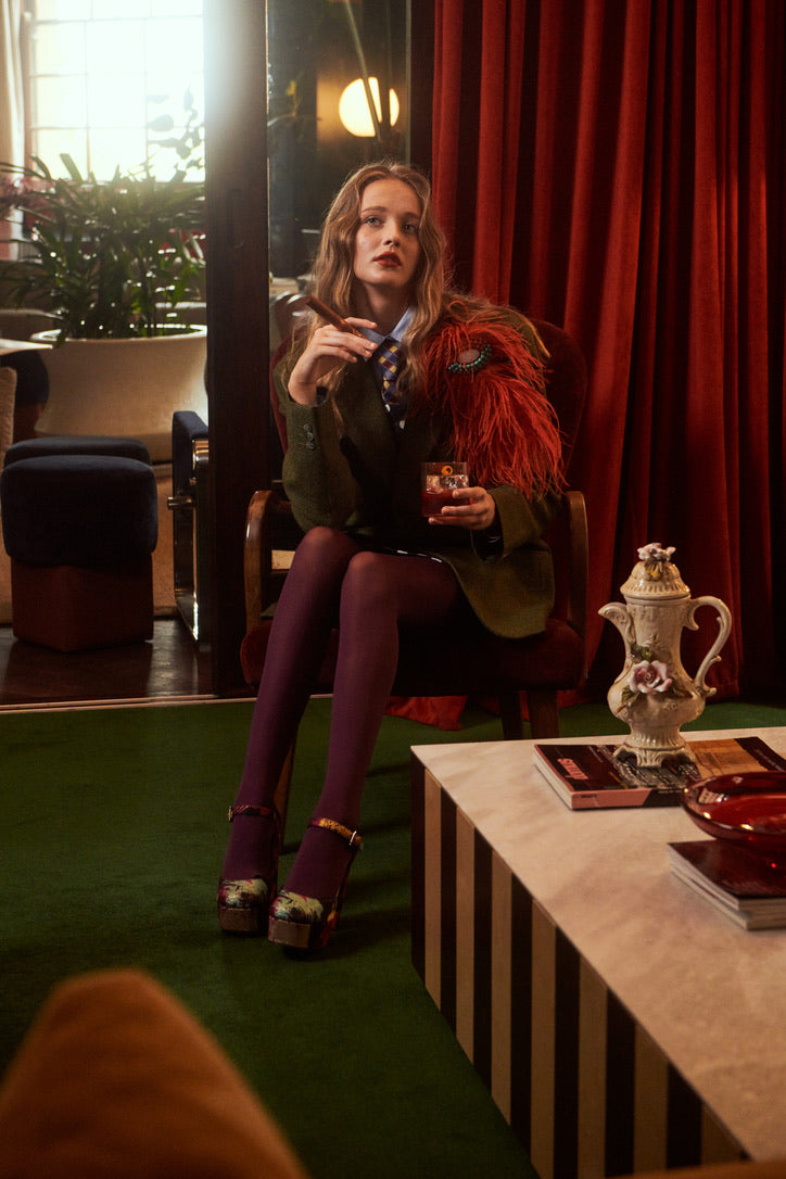 Broochella rust feather brooch pin bejewelled gold tone handmade luxury designer men’s women’s