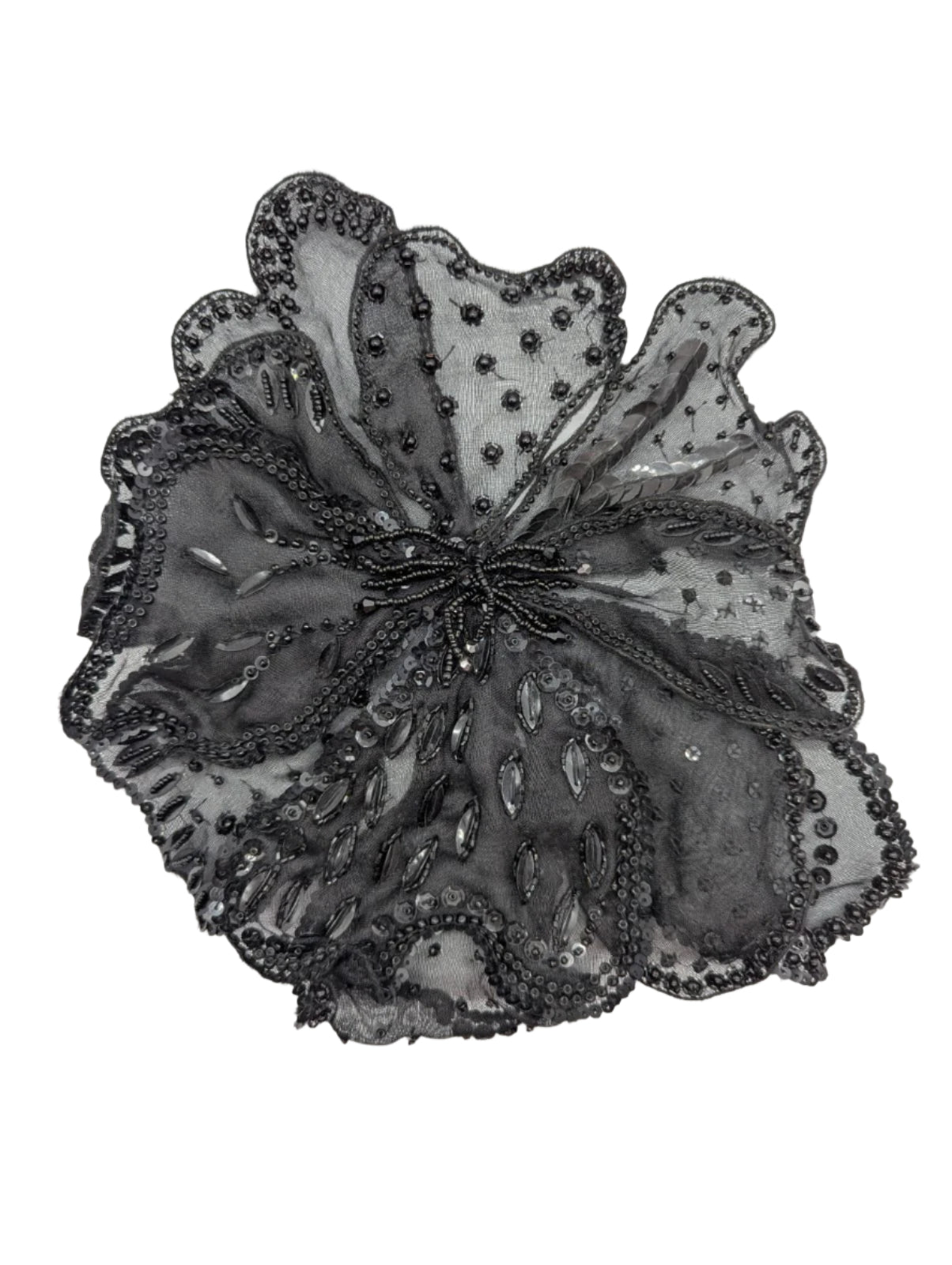 Broochella Baccara hand beaded black flower brooch pin wedding bridal designer luxury women’s
