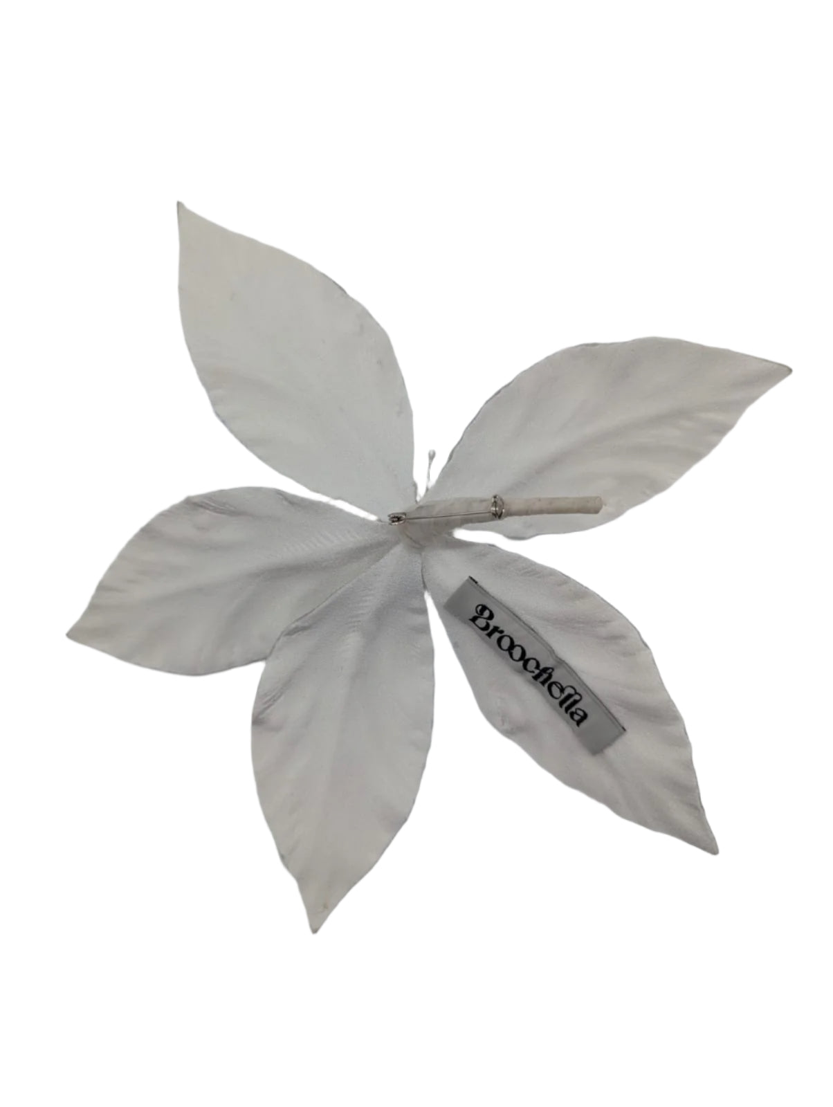 Broochella Giglio flower brooch pin patent leather bridal wedding handmade designer luxury white