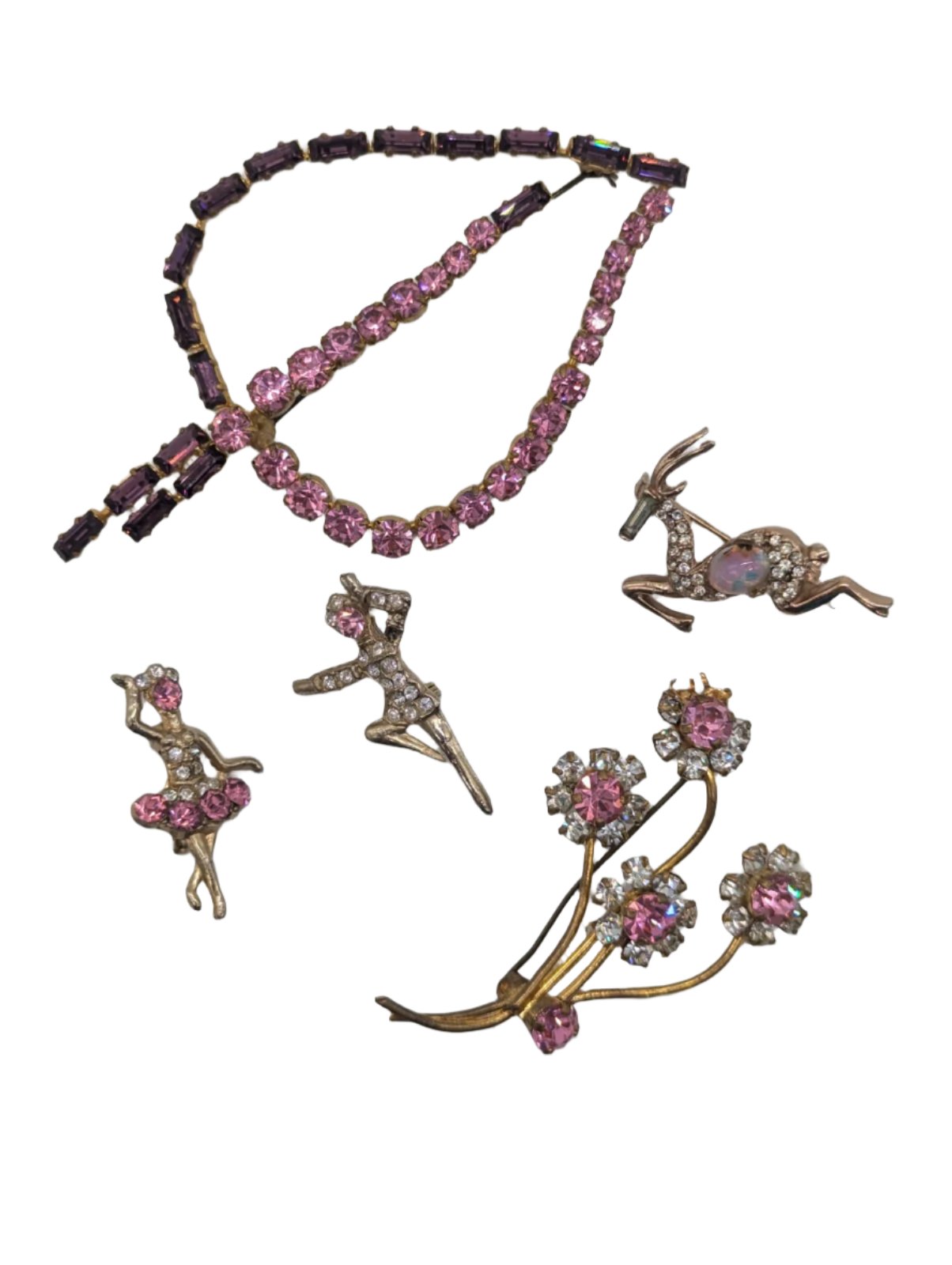 Broochella da vinci quint vintage brooch set gold tone rhinestone flower luxury animal pink rhinestone men’s women’s