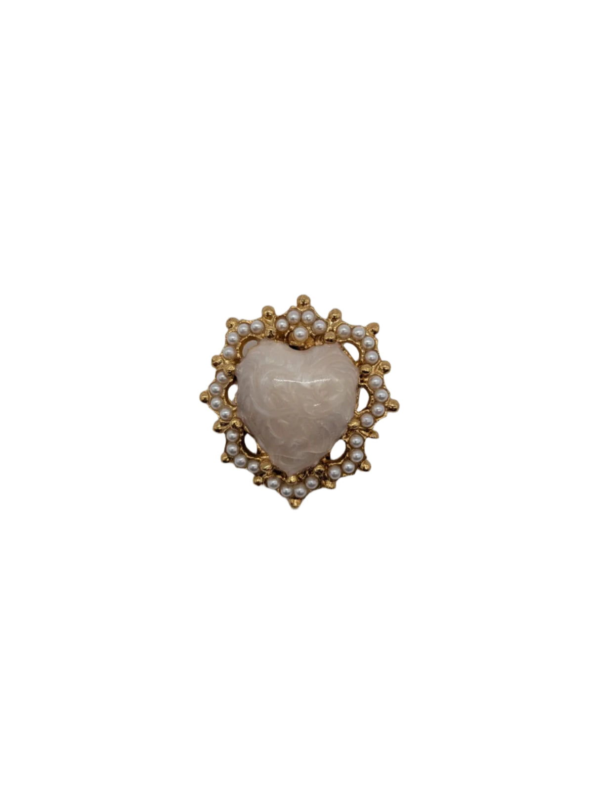 Broochella Fiorentina Sacro Cuore scared heart brooch pin gold tone metal luxury designer enamel wedding bridal women's ivory