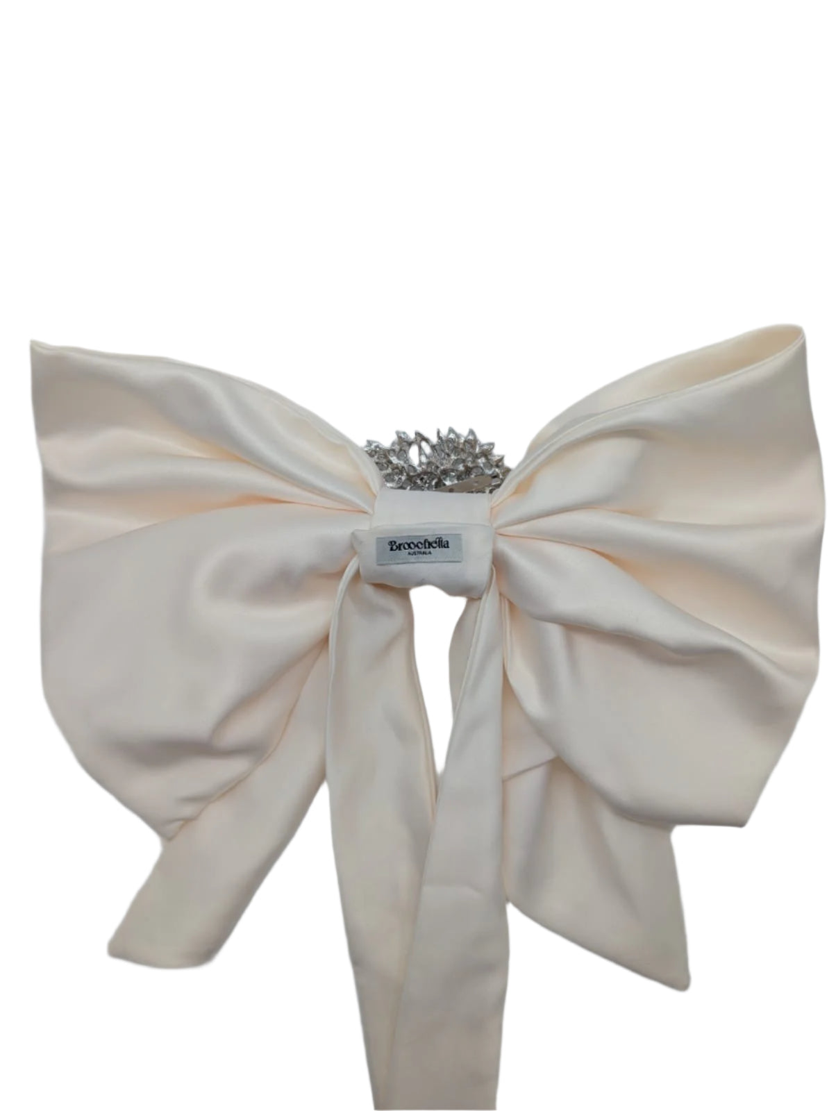 Broochella Bejewelled Satin Bow ivory silk bridal vintage jewel brooch wedding designer luxury women’s