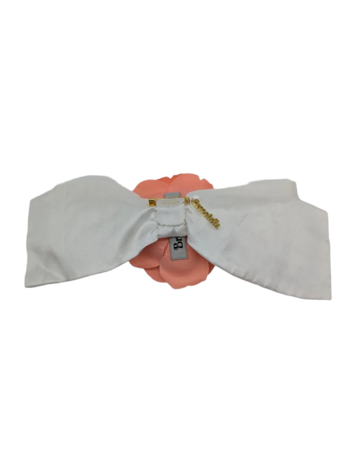 Broochella Peaches and cream silk bow brooch pin handmade peach flower luxury designer men's women's