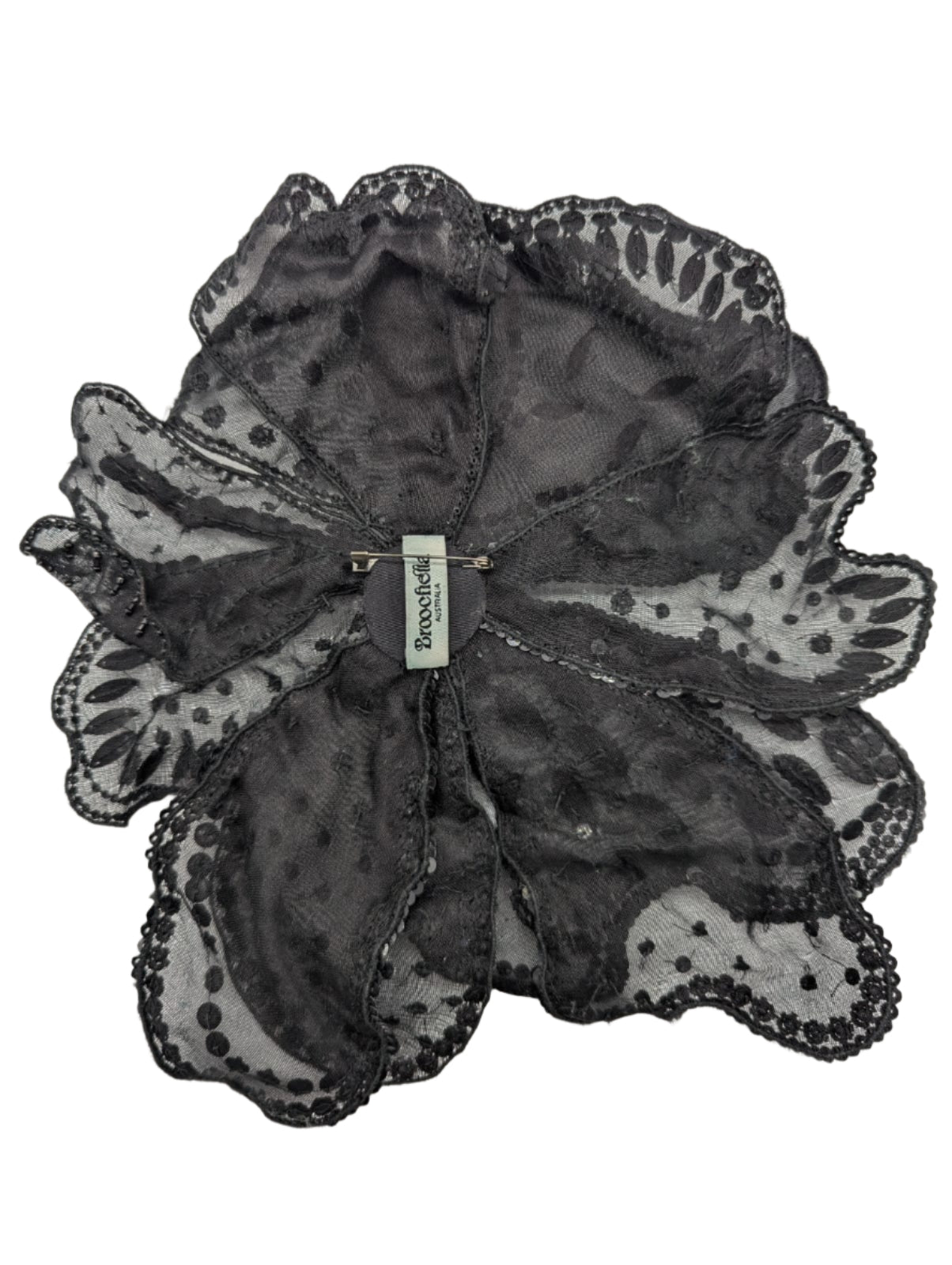 Broochella Baccara hand beaded black flower brooch pin designer luxury women’s men’s