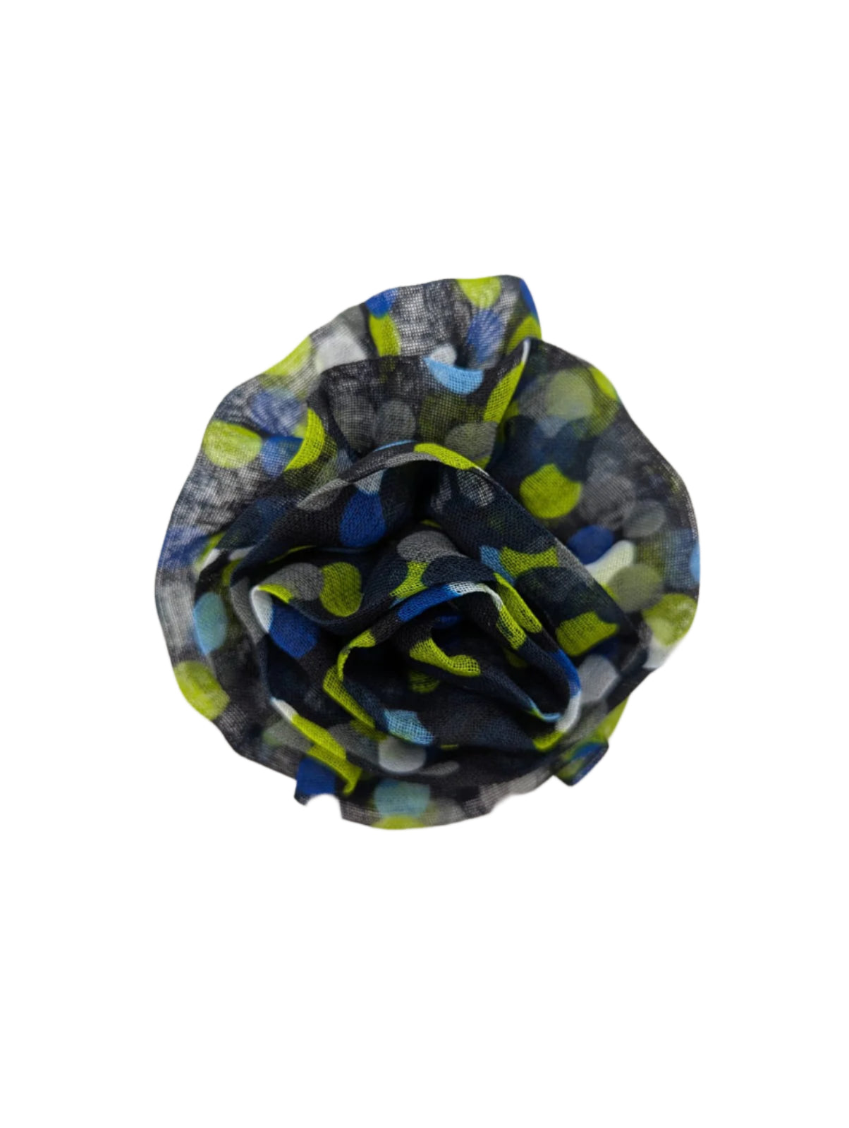 Broochella Brassica fabric flower brooch navy blue spot cotton linen handmade designer luxury women’s men’s
