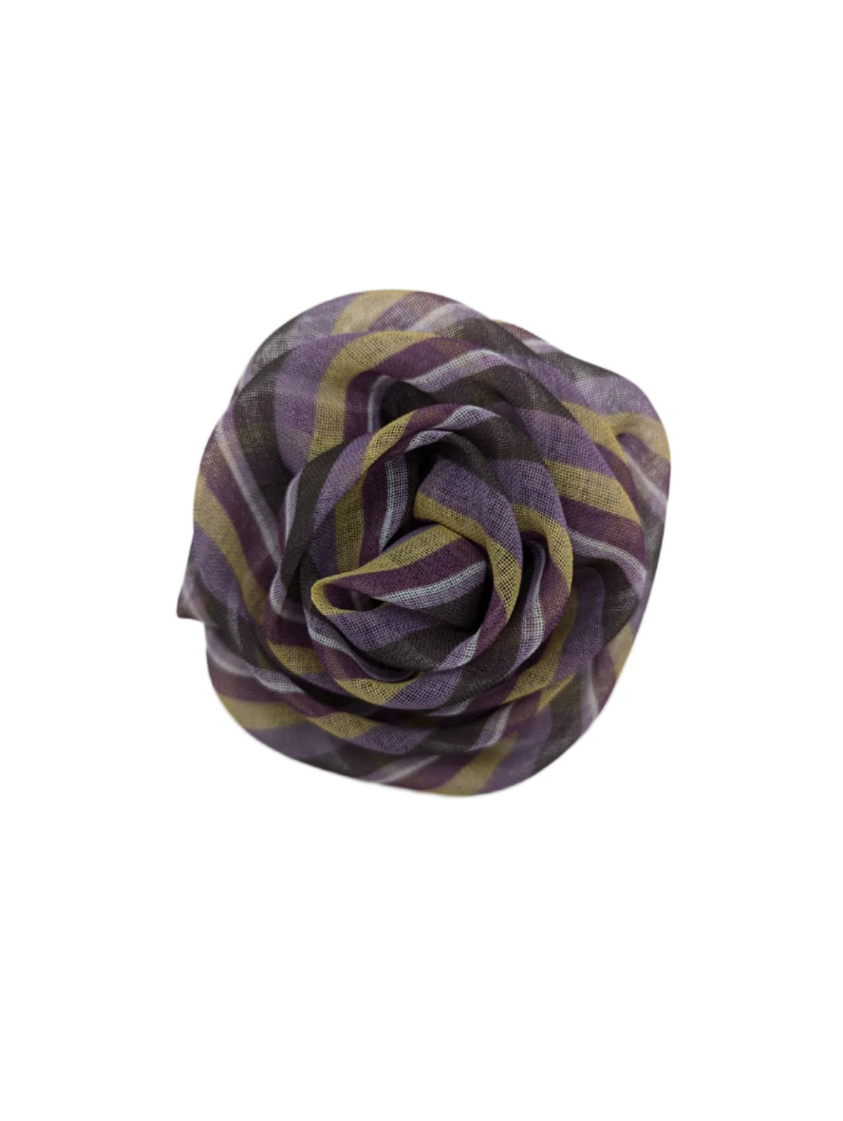 Broochella brassica fabric flower brooch green purple stripe cotton linen handmade designer luxury women’s men’s