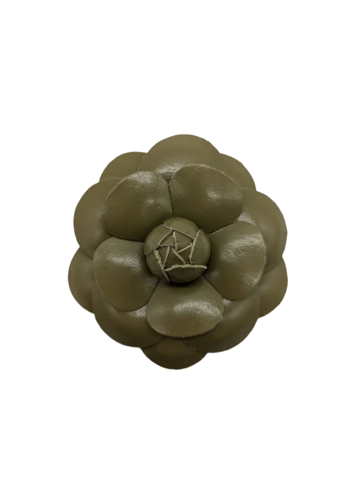 Broochella Camelia flower brooch pin leather green designer luxury women’s men’s