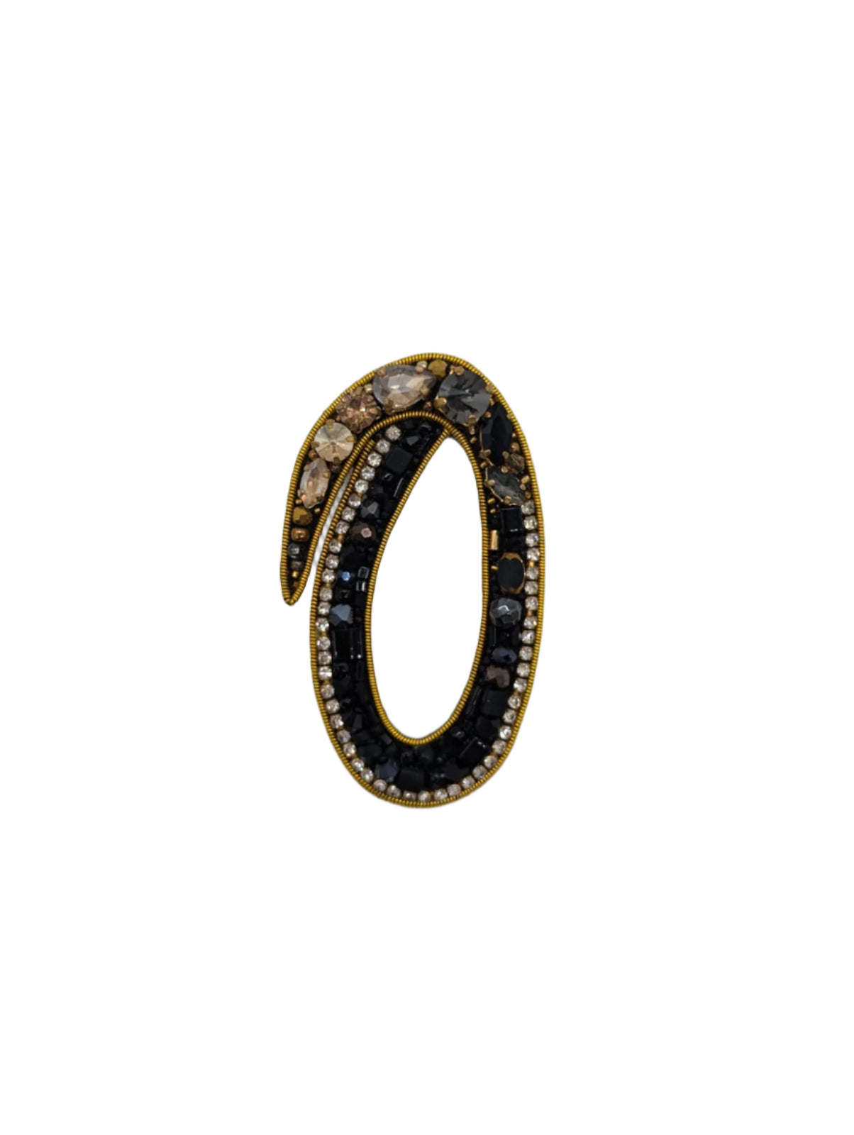Broochella Initial Alphabet brooch pin handbeaded sequin gold black luxury designer men's women's O