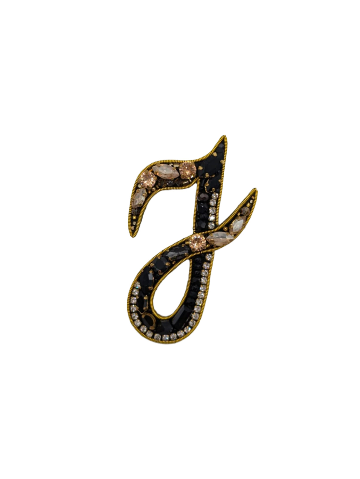 Broochella Initial Alphabet brooch pin handbeaded sequin gold black luxury designer men's women's I