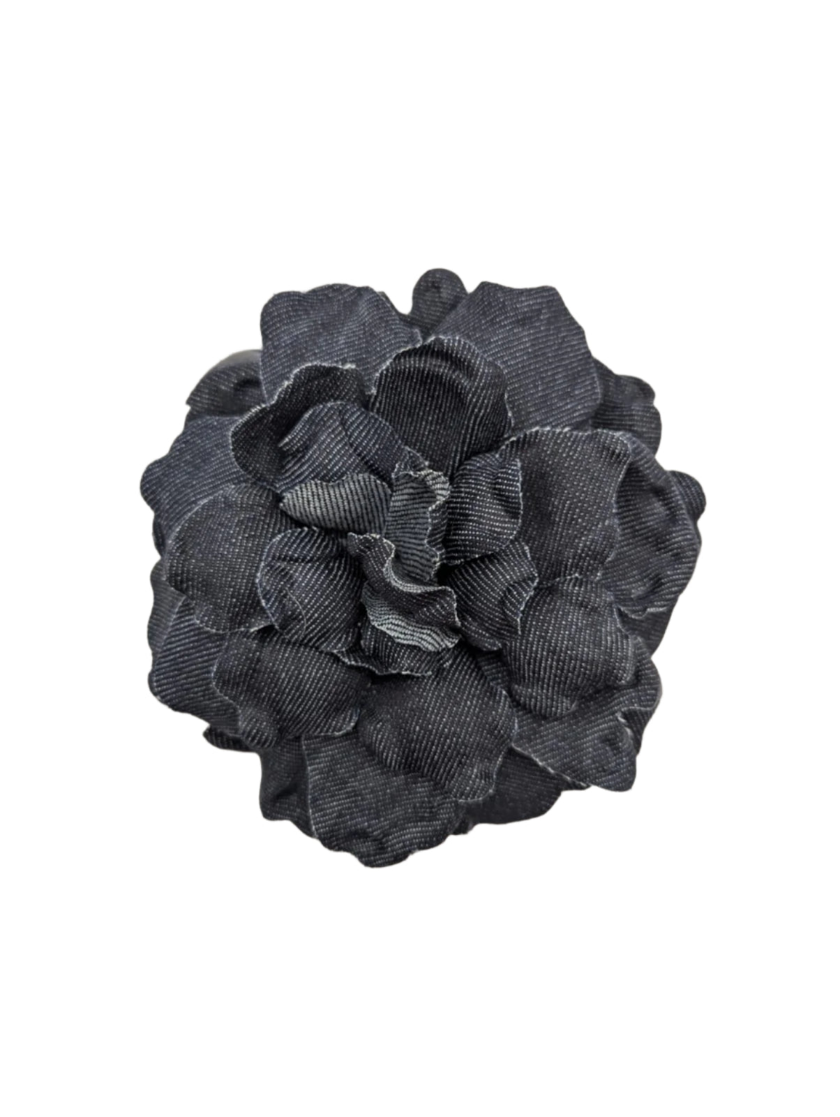Broochella Pervinca flower brooch pin dark wash upcycled denim handmade luxury designer men's women's
