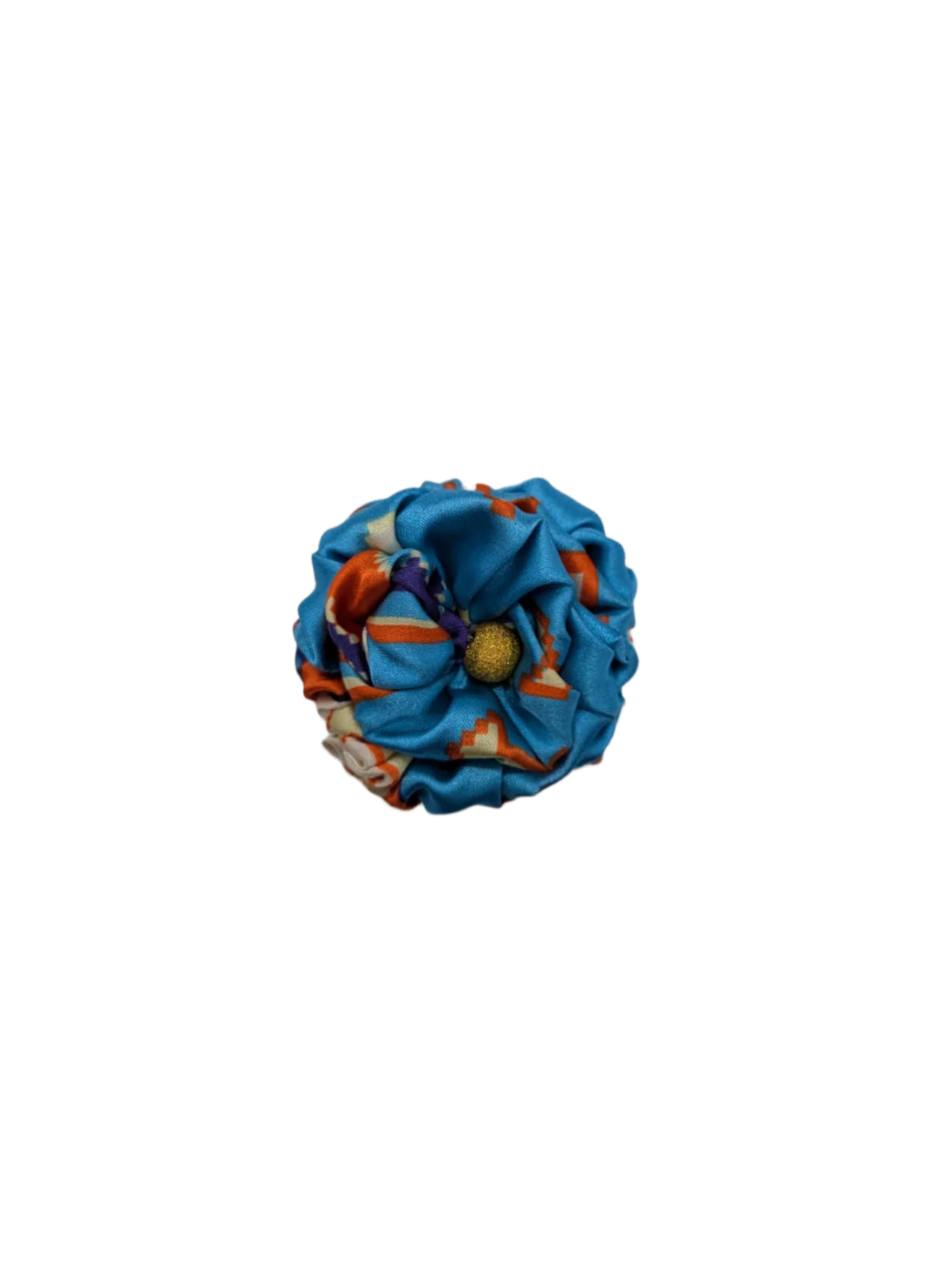 Broochella Poochella Dog pet flower brooch collar accessory handmade blue printed satin designer luxury