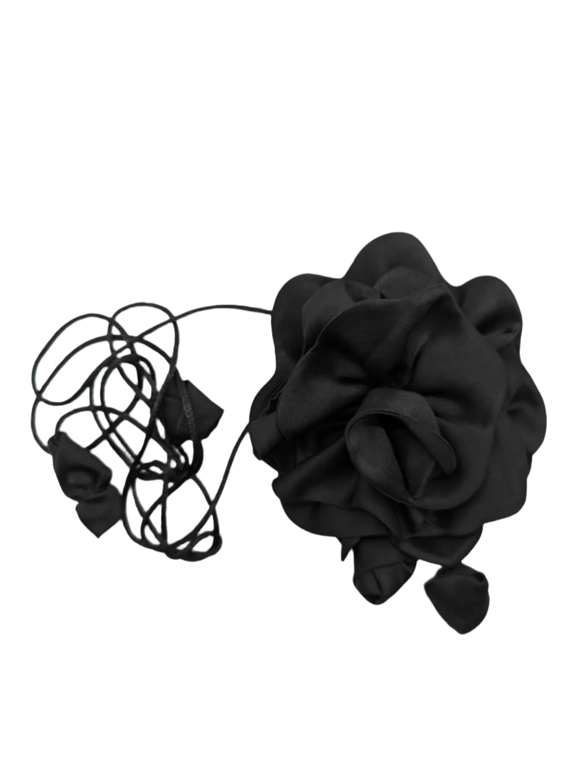 Broochella Rosetta flower brooch pin choker satin handmade luxury designer handmade men's women's black