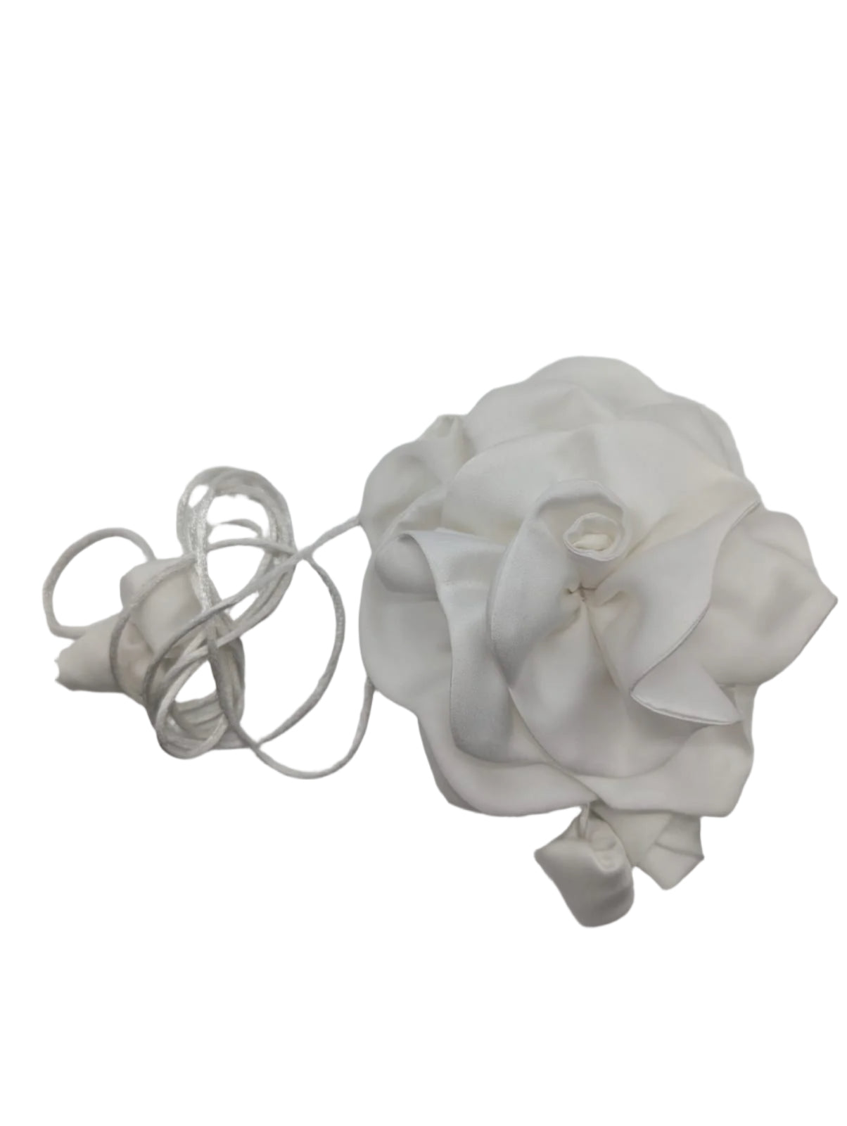 Broochella Rosetta flower brooch pin choker satin handmade luxury designer handmade men's women's white