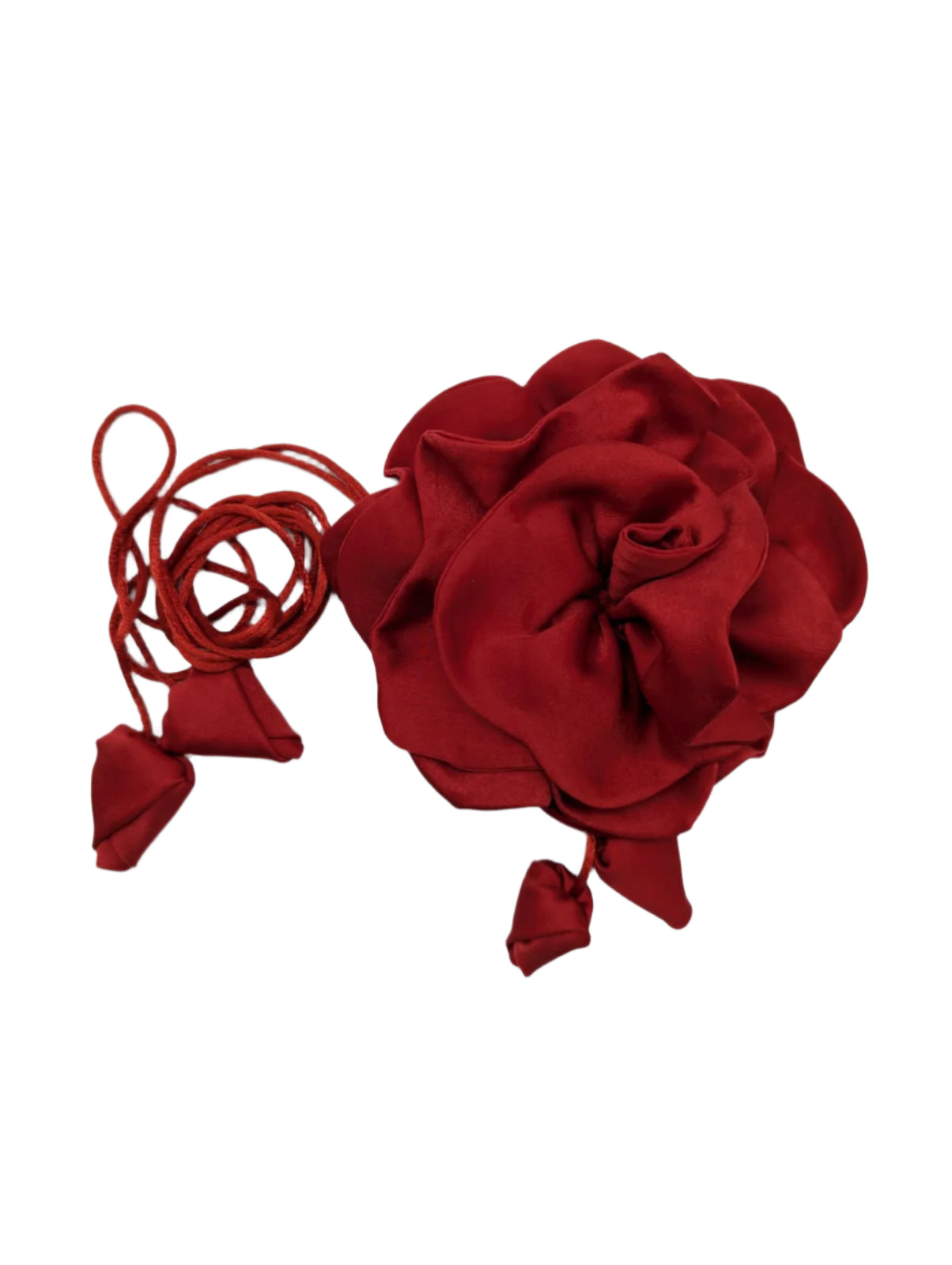 Broochella Rosetta flower brooch pin choker satin handmade luxury designer handmade men's women's red