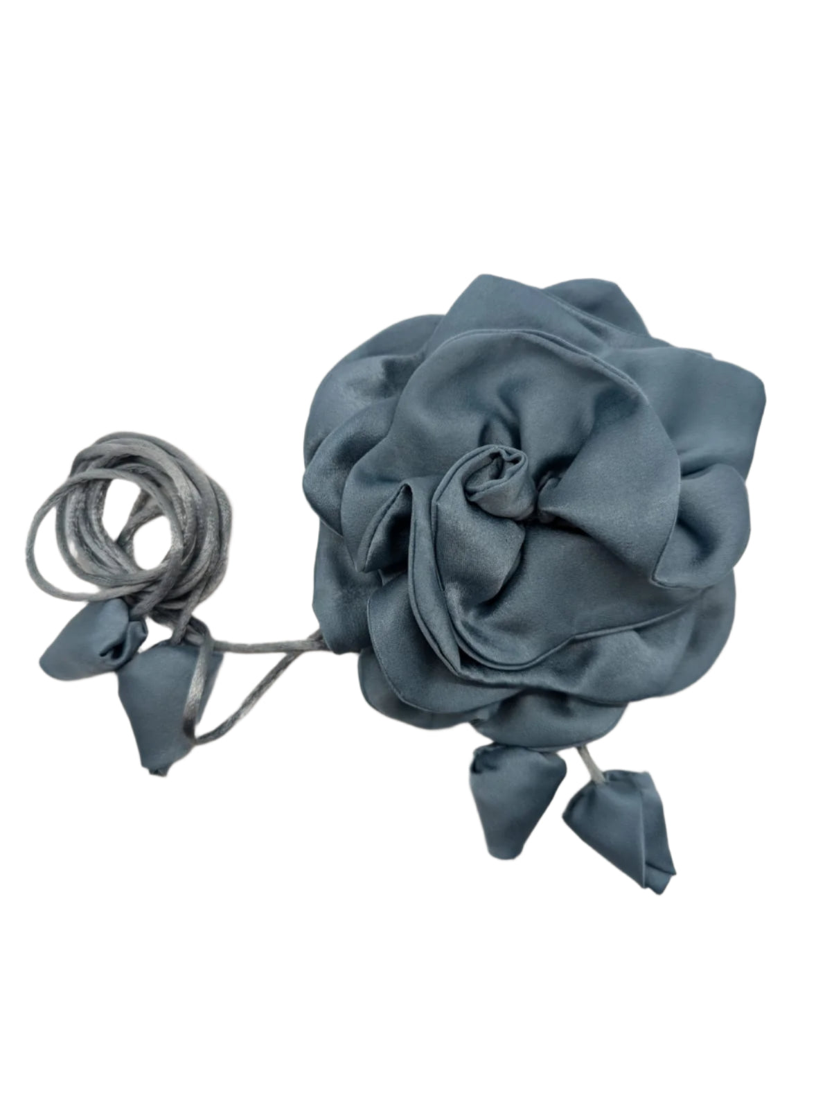 Broochella Rosetta flower brooch pin choker satin handmade luxury designer handmade men's women's blue