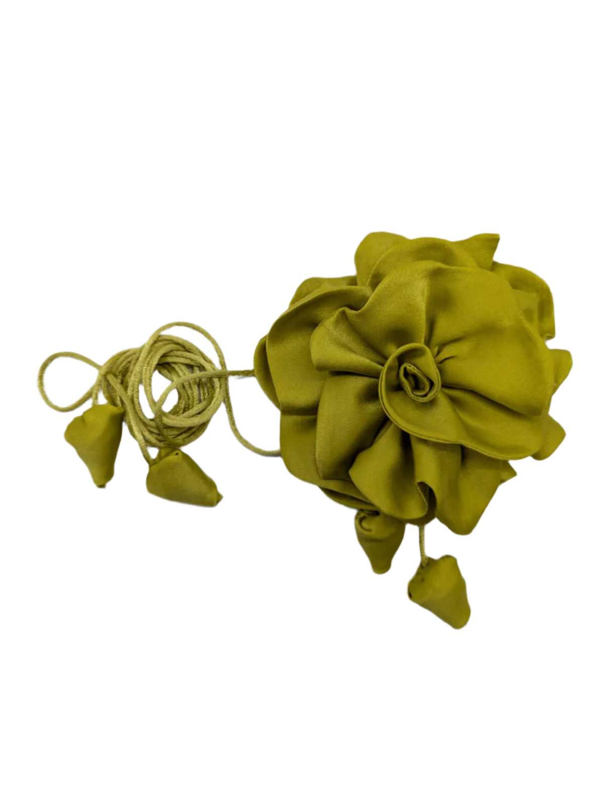 Broochella Rosetta flower brooch pin choker satin handmade luxury designer handmade men's women's chartreuse