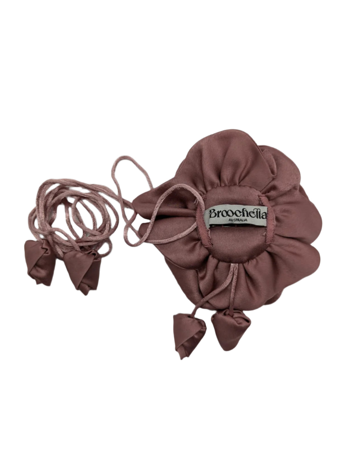 Broochella Rosetta flower brooch pin choker satin handmade luxury designer handmade men's women's blush pink