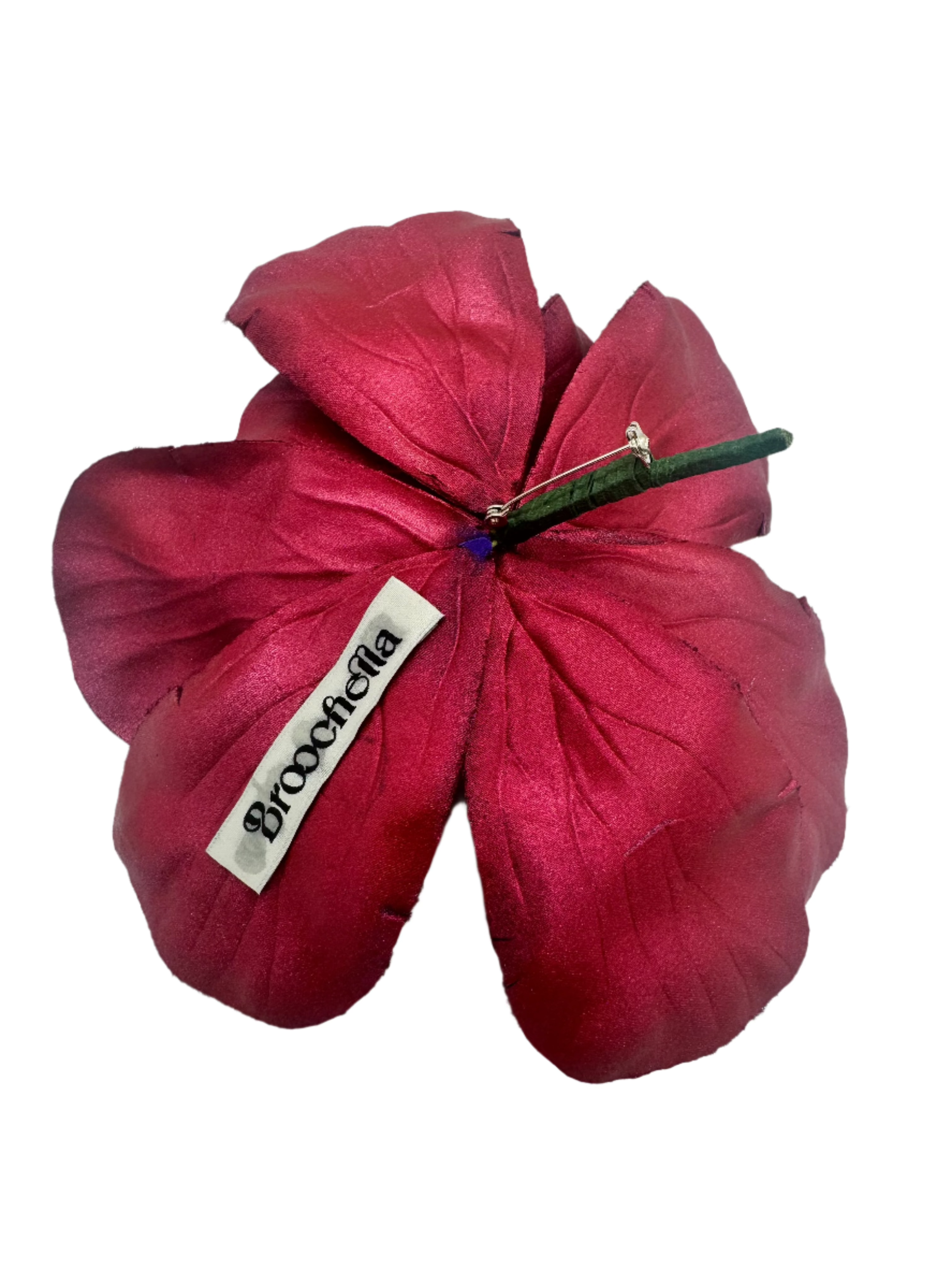Broochella Magnolia d’Arte flower brooch pin silk hand painted art spray paint luxury designer one of a kind red men’s women’s