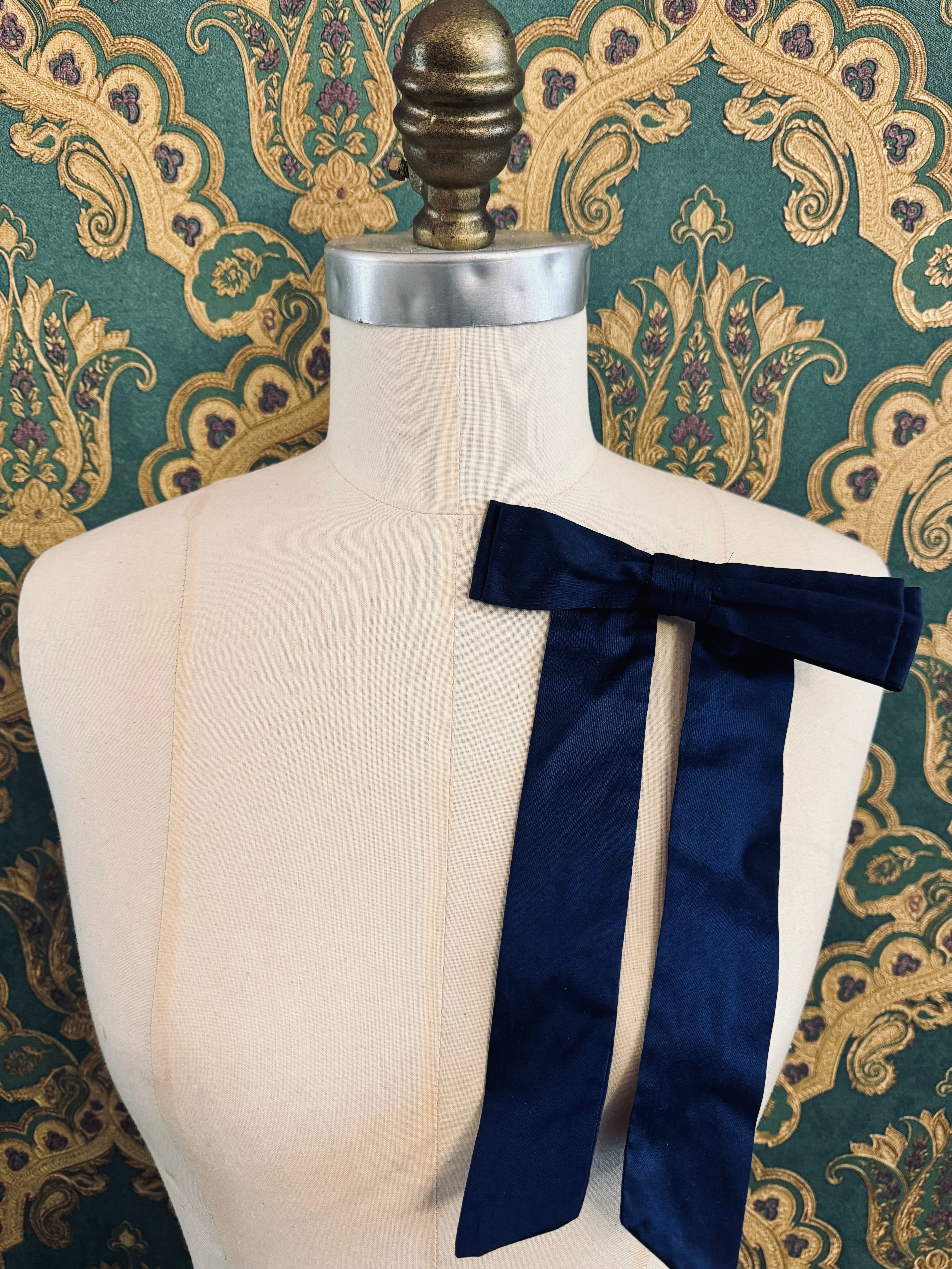 Broochella Alice navy handmade silk bow luxury men’s women’s brooch pin