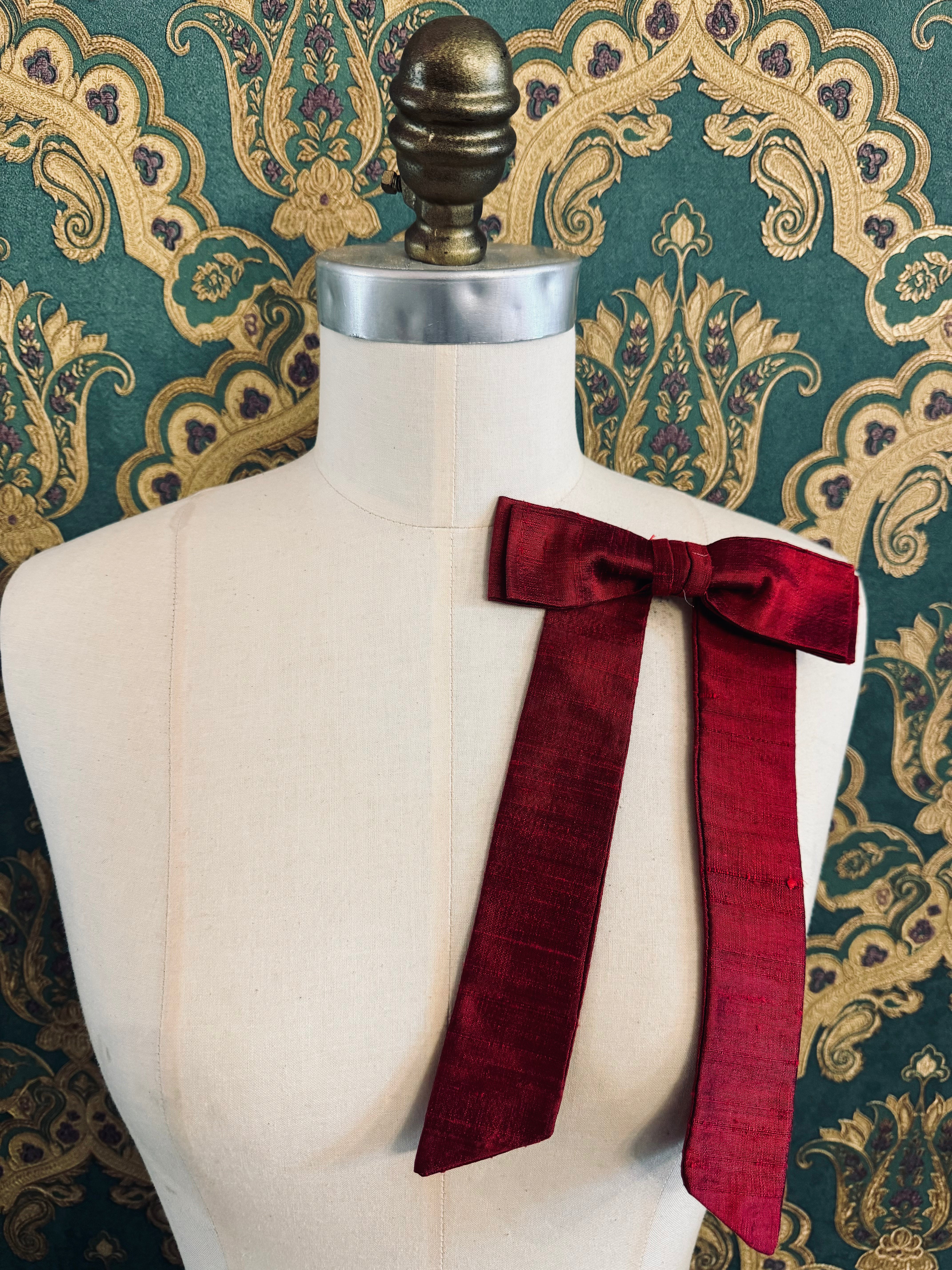 Broochella Alice red handmade silk bow luxury men’s women’s brooch pin