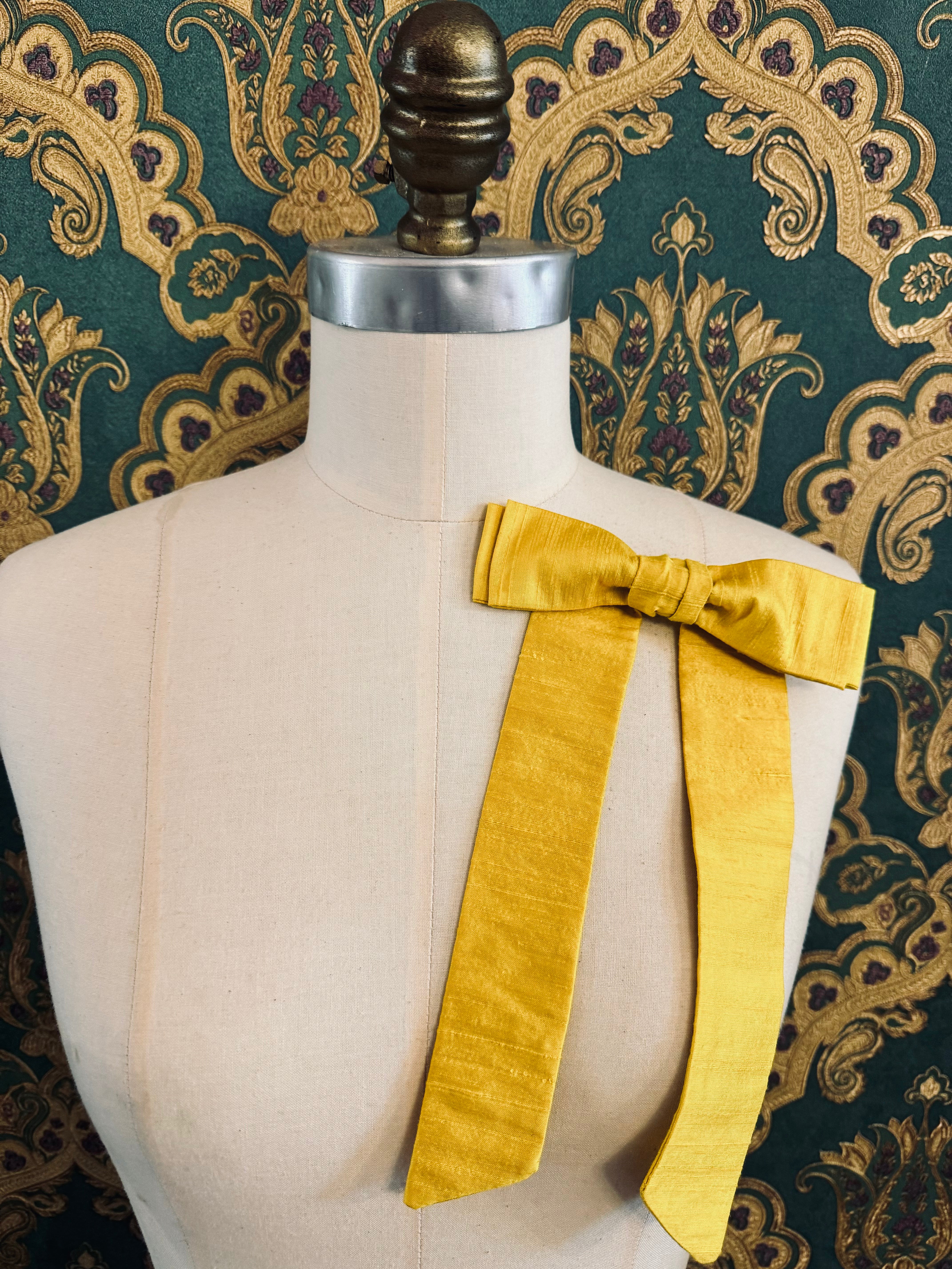 Broochella Alice yellow handmade silk bow luxury men’s women’s brooch pin