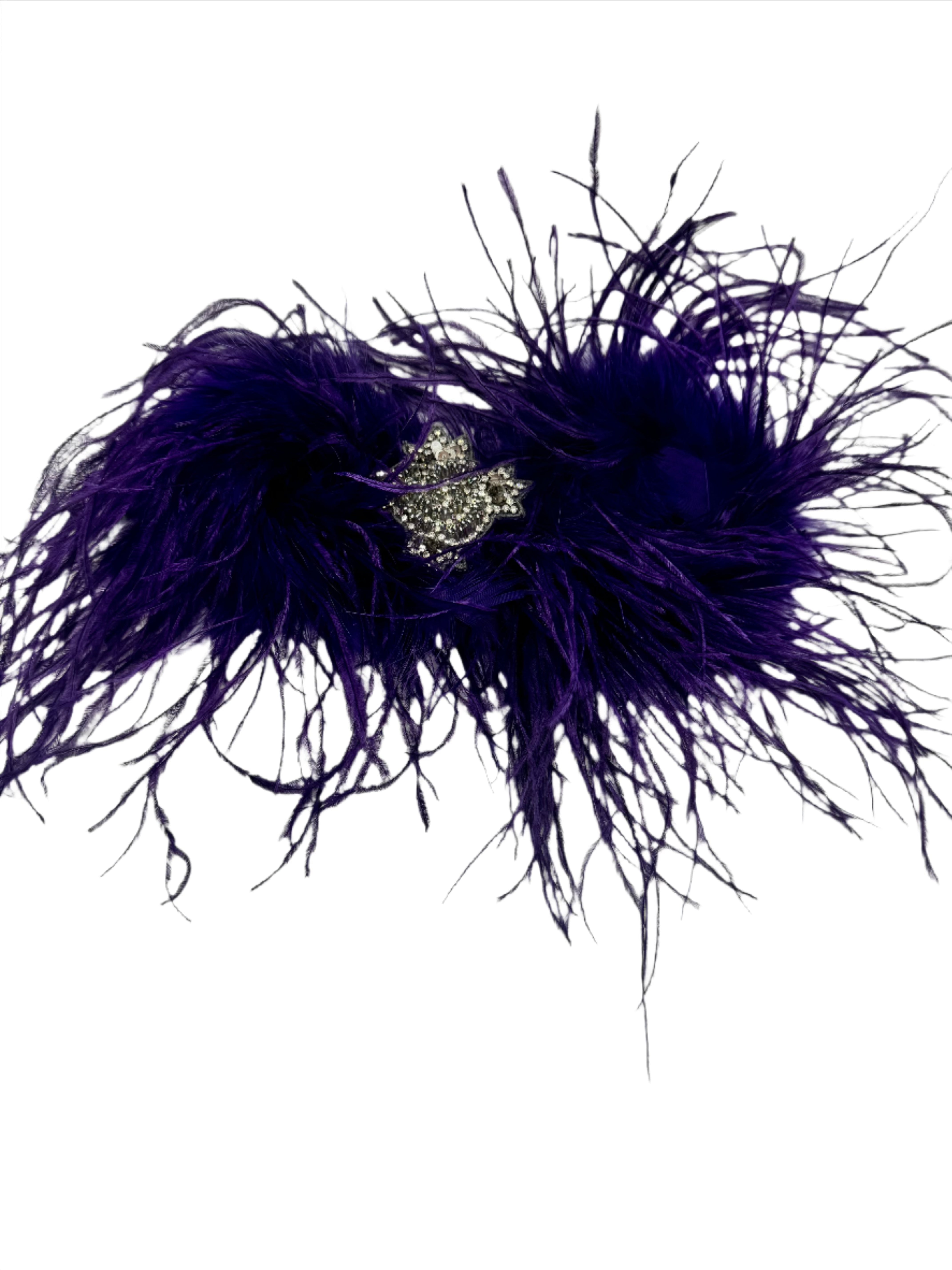 Broochella purple feather bow brooch pin silver tone embellishment handmade luxury designer men’s women’s