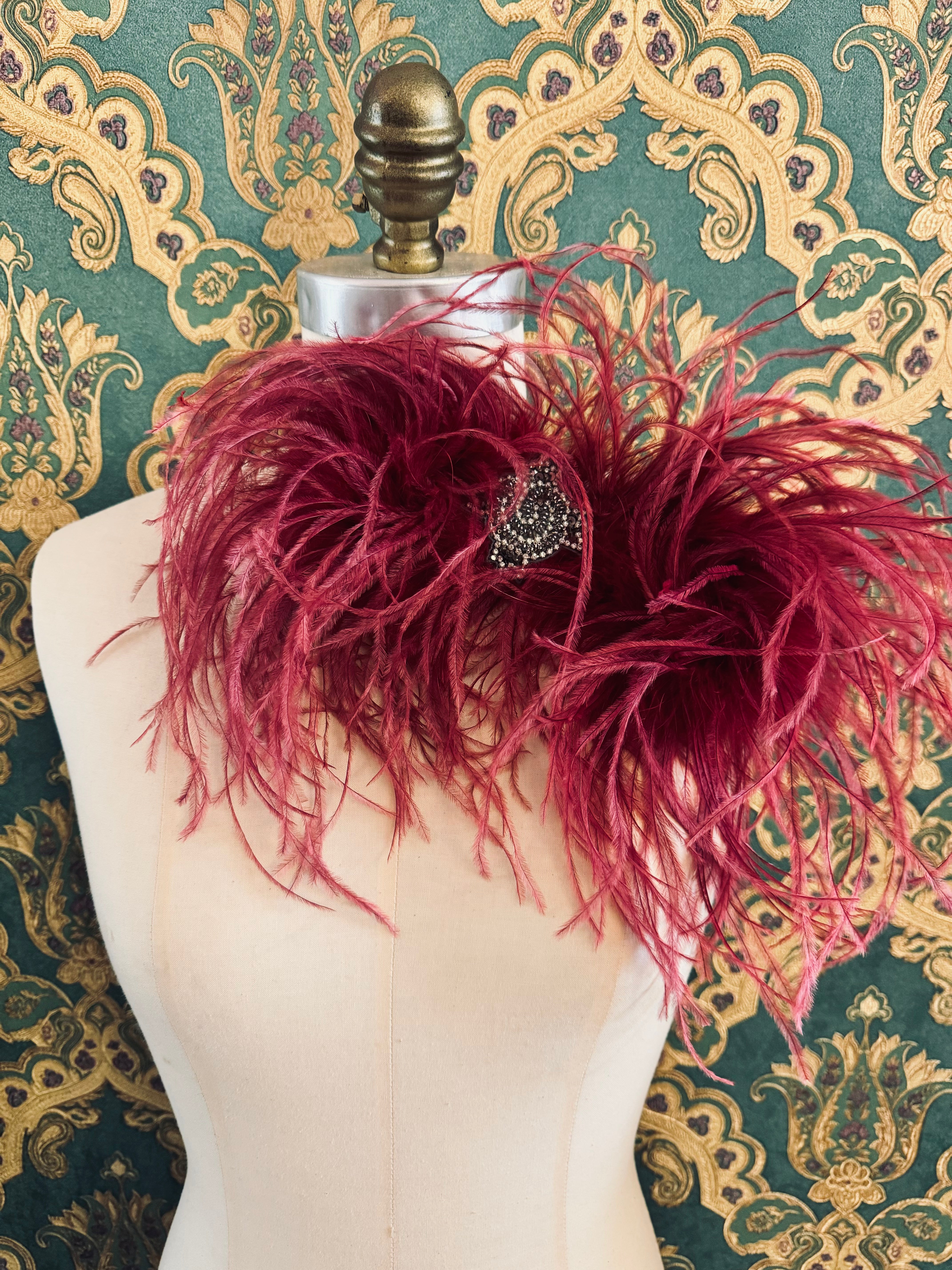 Broochella magenta feather bow brooch pin silver tone hand beaded embellishment handmade luxury designer men’s women’s