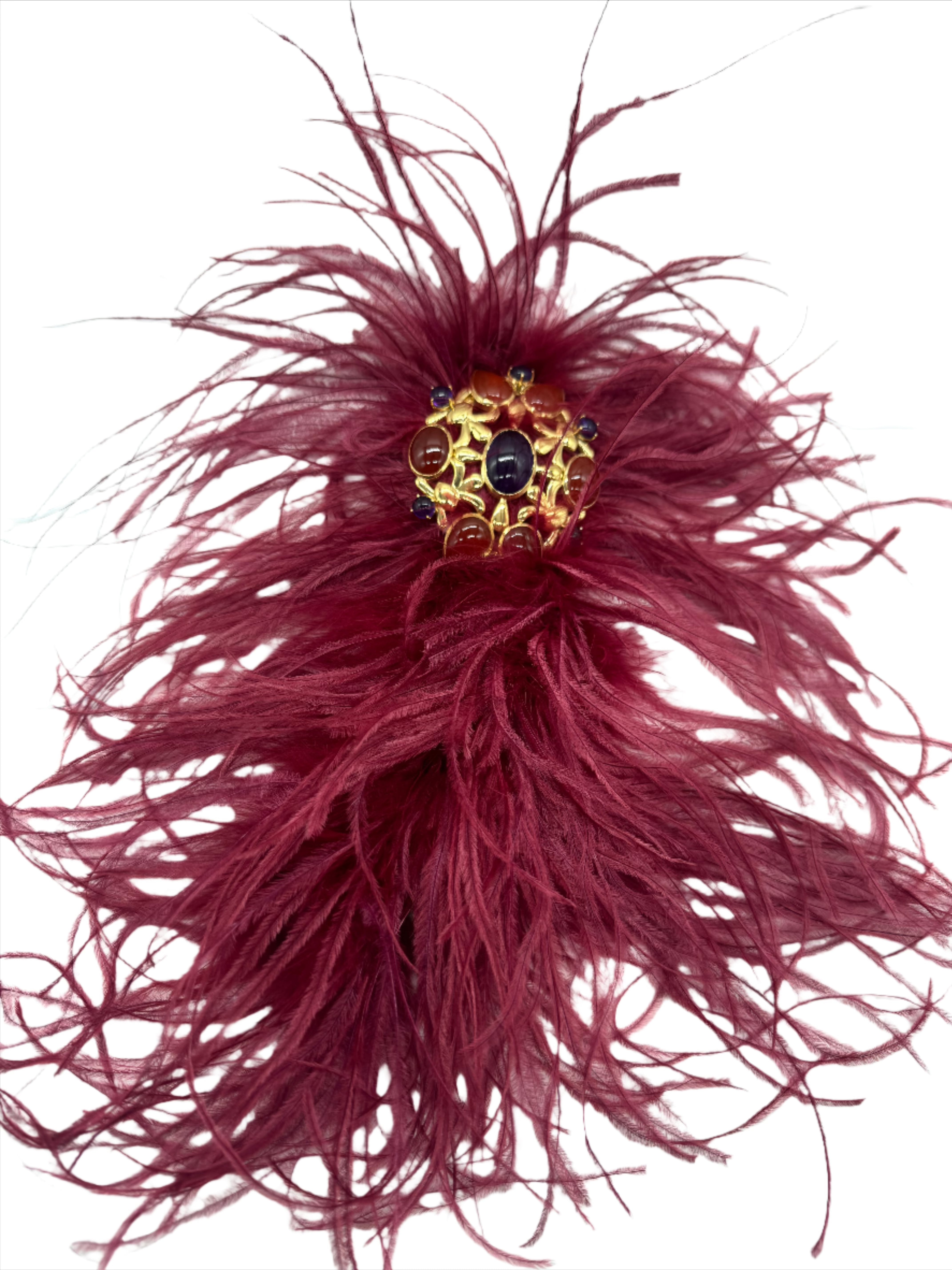 Broochella feather brooch pin bejewelled gold tone handmade luxury designer men’s women’s