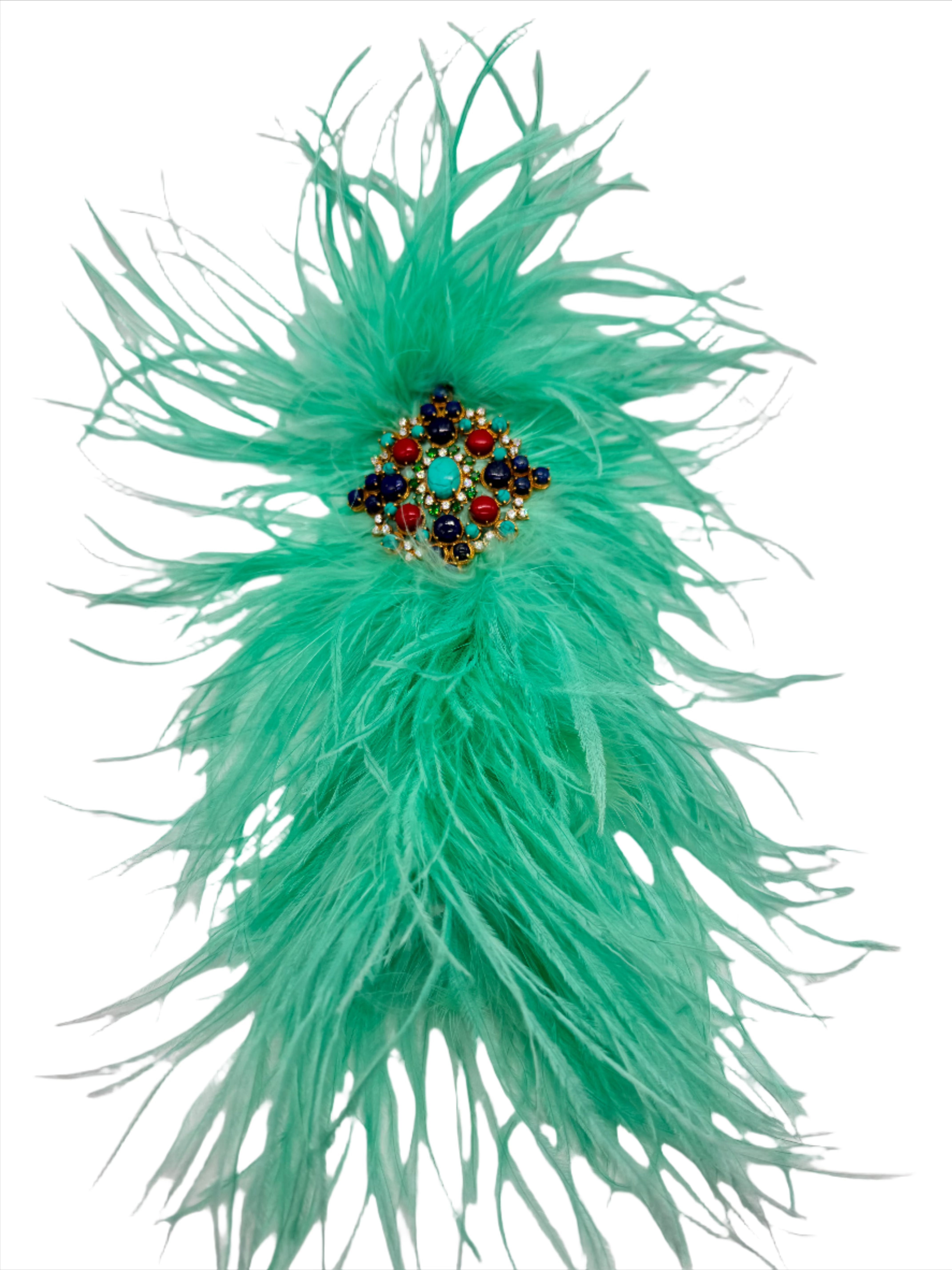 Broochella feather brooch pin large bejewelled handmade gold tone embellishment luxury designer women’s men’s