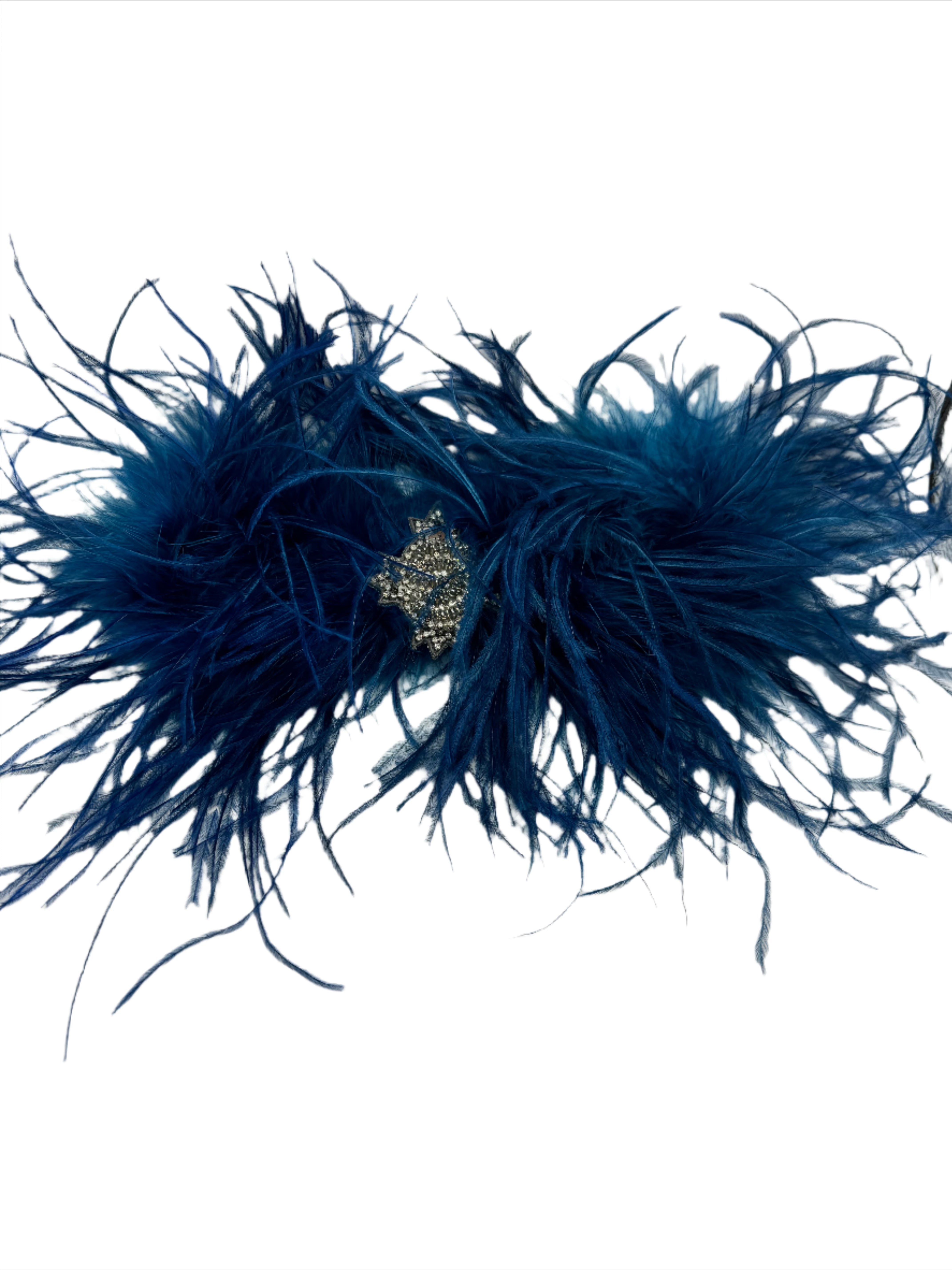 Broochella blue feather bow brooch silver tone hand beaded embellishment handmade luxury designer men’s women’s