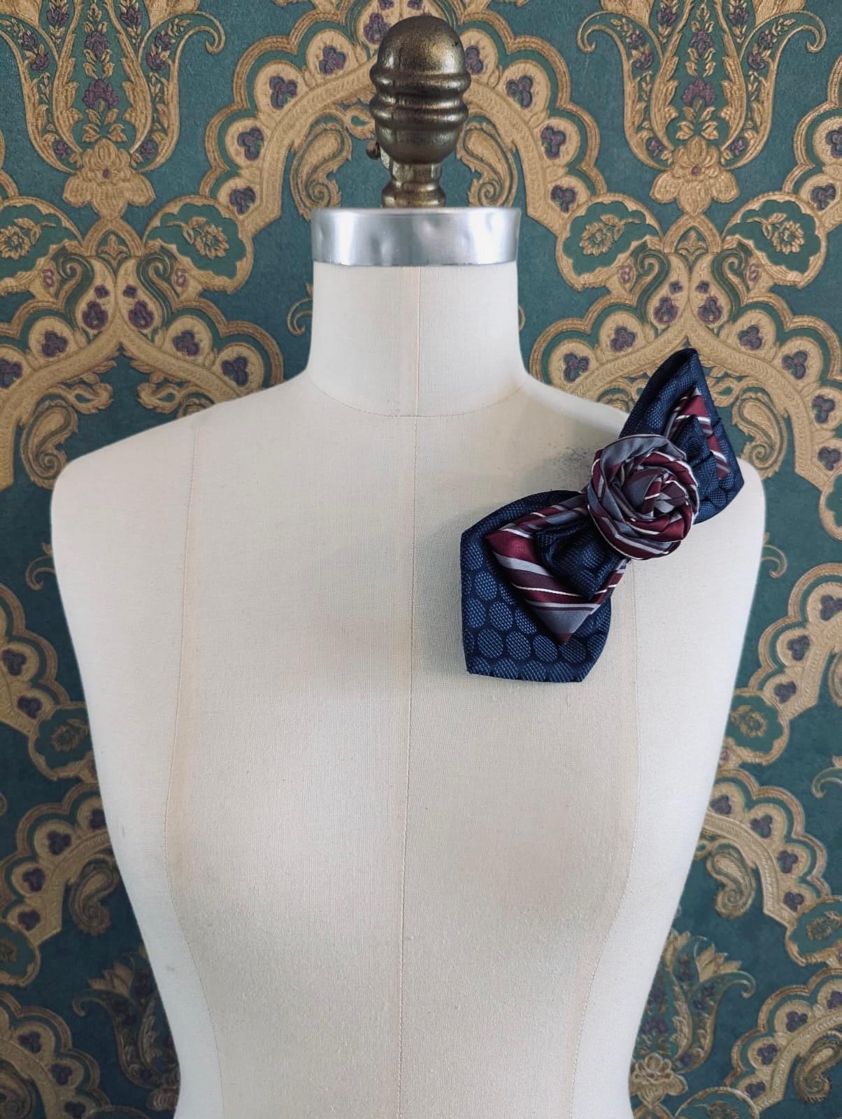 Broochella Bolivar Cravatte tie brooch pin handmade up-cycled vintage designer luxury women’s men’s
