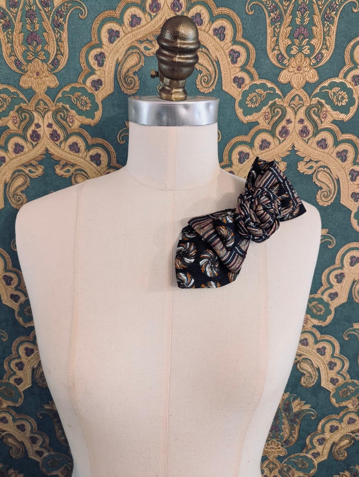 Broochella Bolivar Cravatte tie brooch pin handmade up-cycled vintage designer luxury women’s men’s