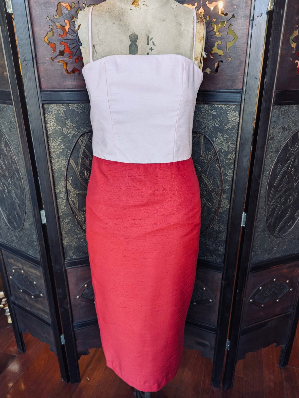 staud red and pink dress Staud Langdon Dress Red Pink Tulle A-Line Midi