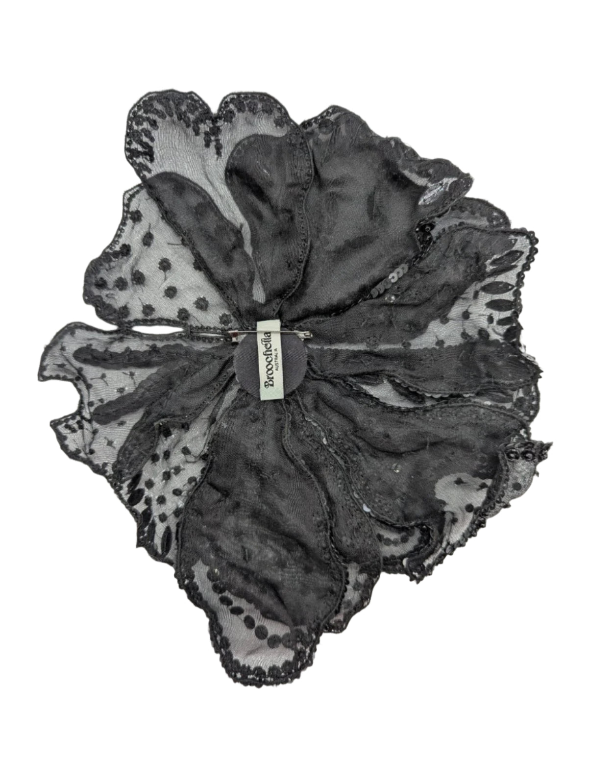 Broochella Baccara hand beaded black flower brooch pin wedding bridal designer luxury women’s