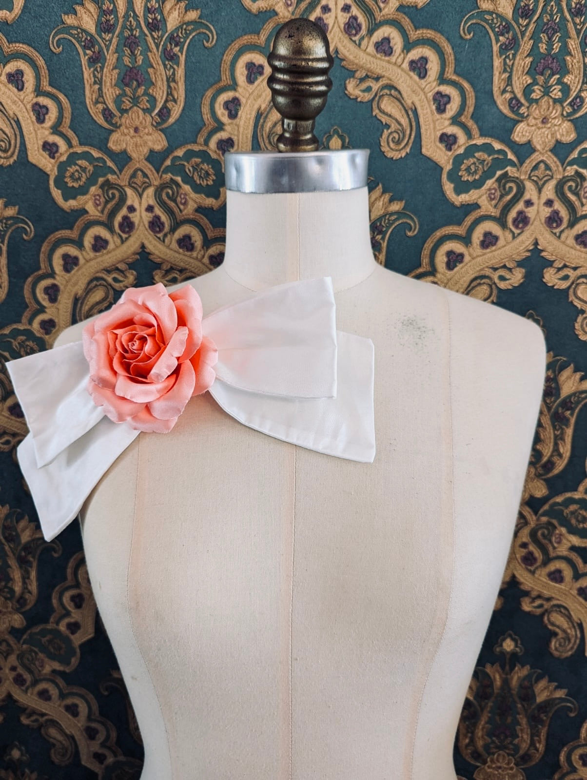 Broochella Peaches and cream silk bow brooch pin handmade peach flower luxury designer men's women's