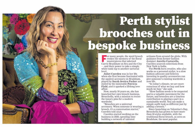 In the Media: Perth stylist brooches out in bespoke business