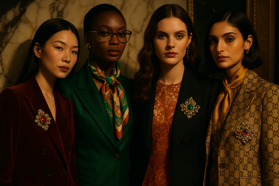 four powerful women wearing broochella statement brooches