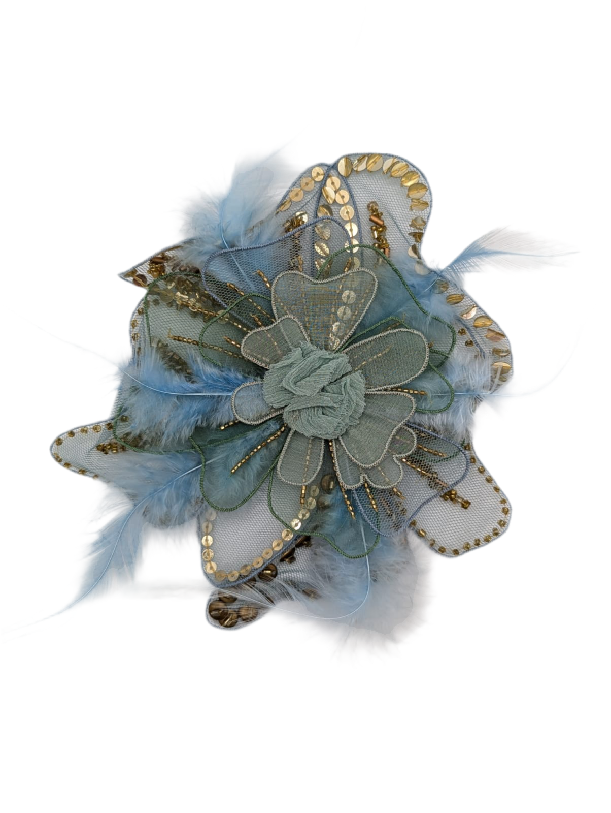 Broochella Alstroemeria designer hand beaded flower brooch pin blue women’s 