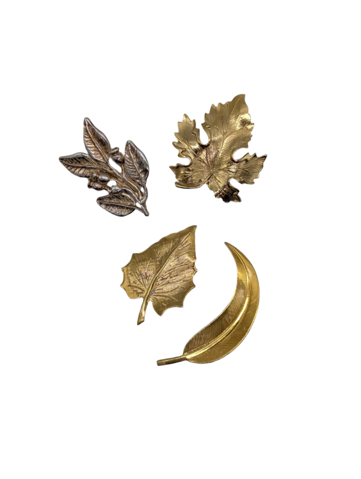 Golden Leaflet Vintage Brooch Pin Set