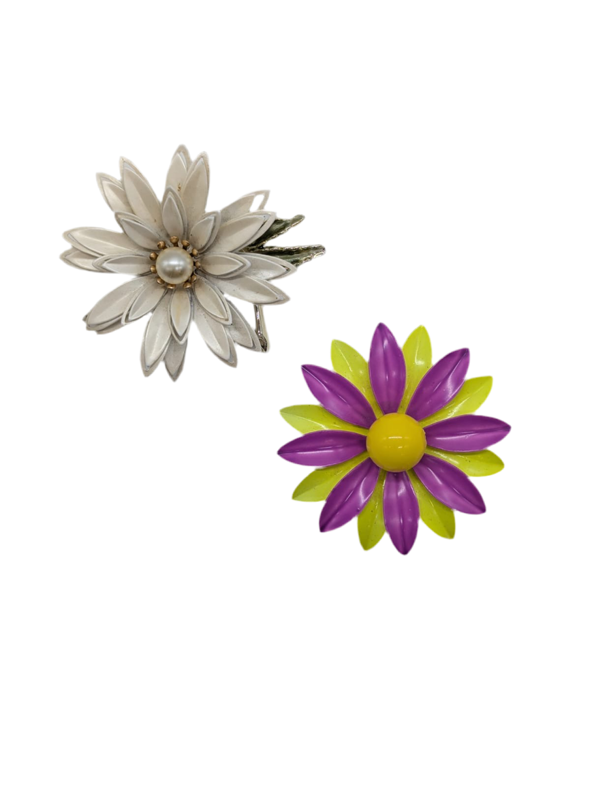 Flower Pop Enamel Vintage Brooch Set