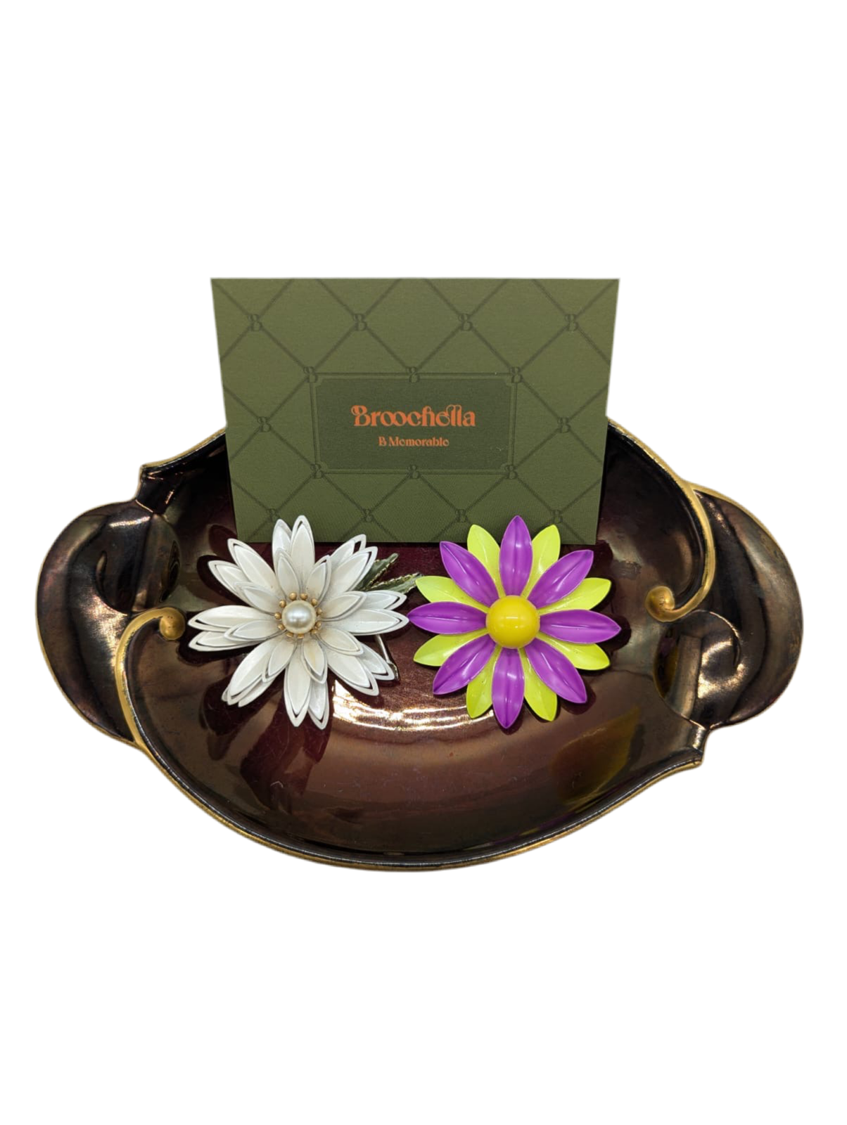 Flower Pop Enamel Vintage Brooch Set