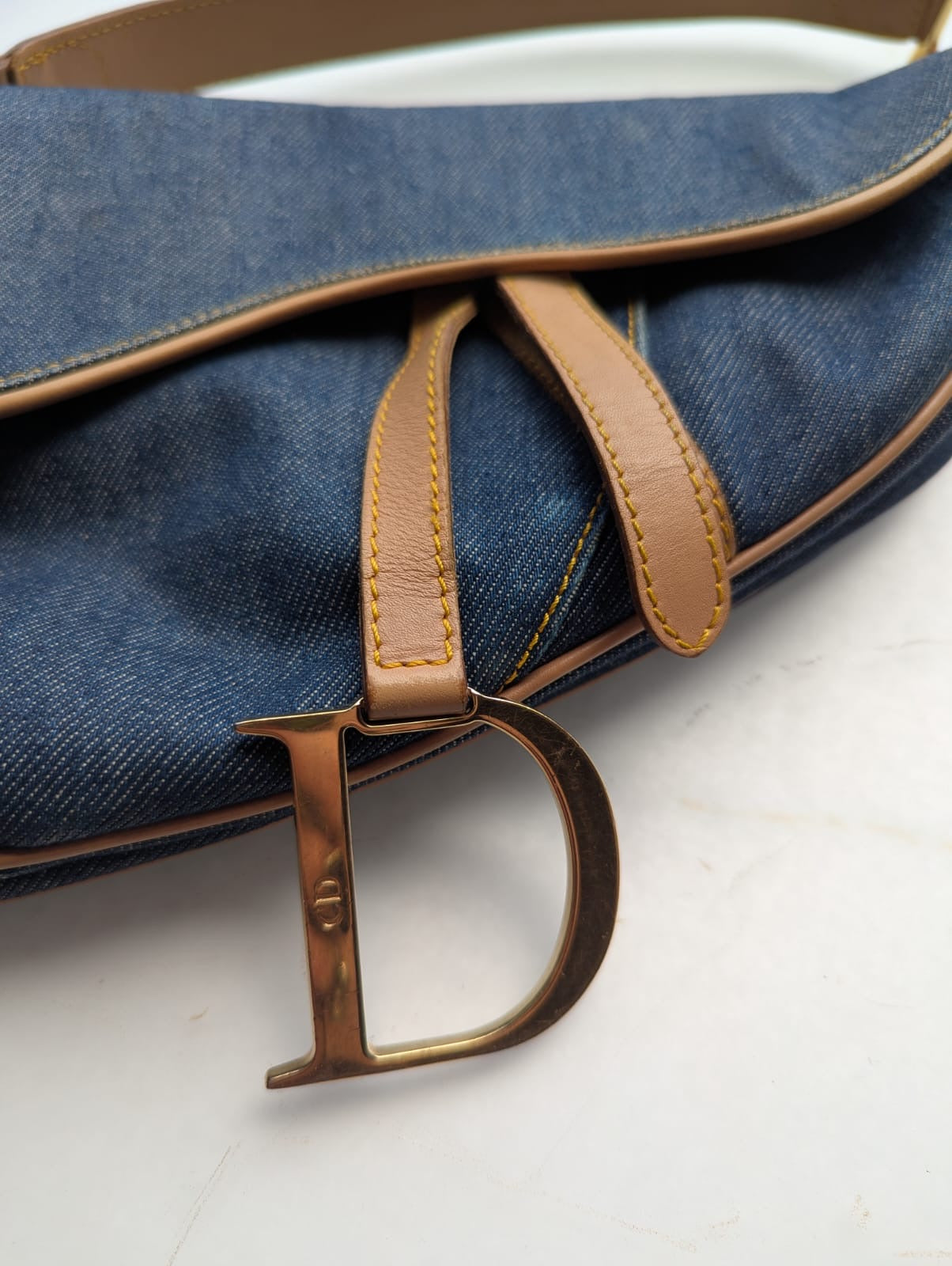 Dior Blue Denim Vintage Saddle Bag Luxury designer