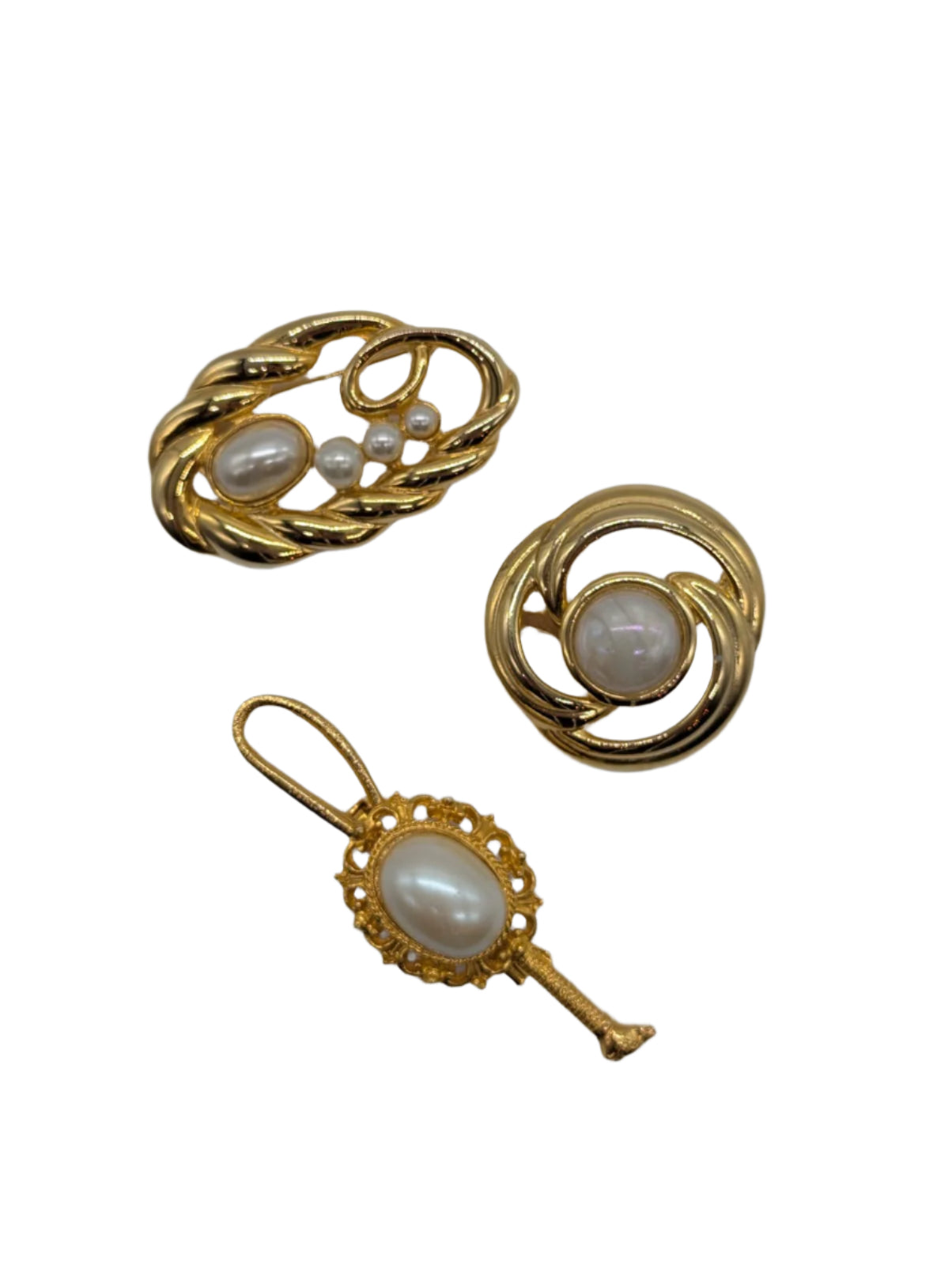 Pearl Trio Vintage Brooch Pin Set