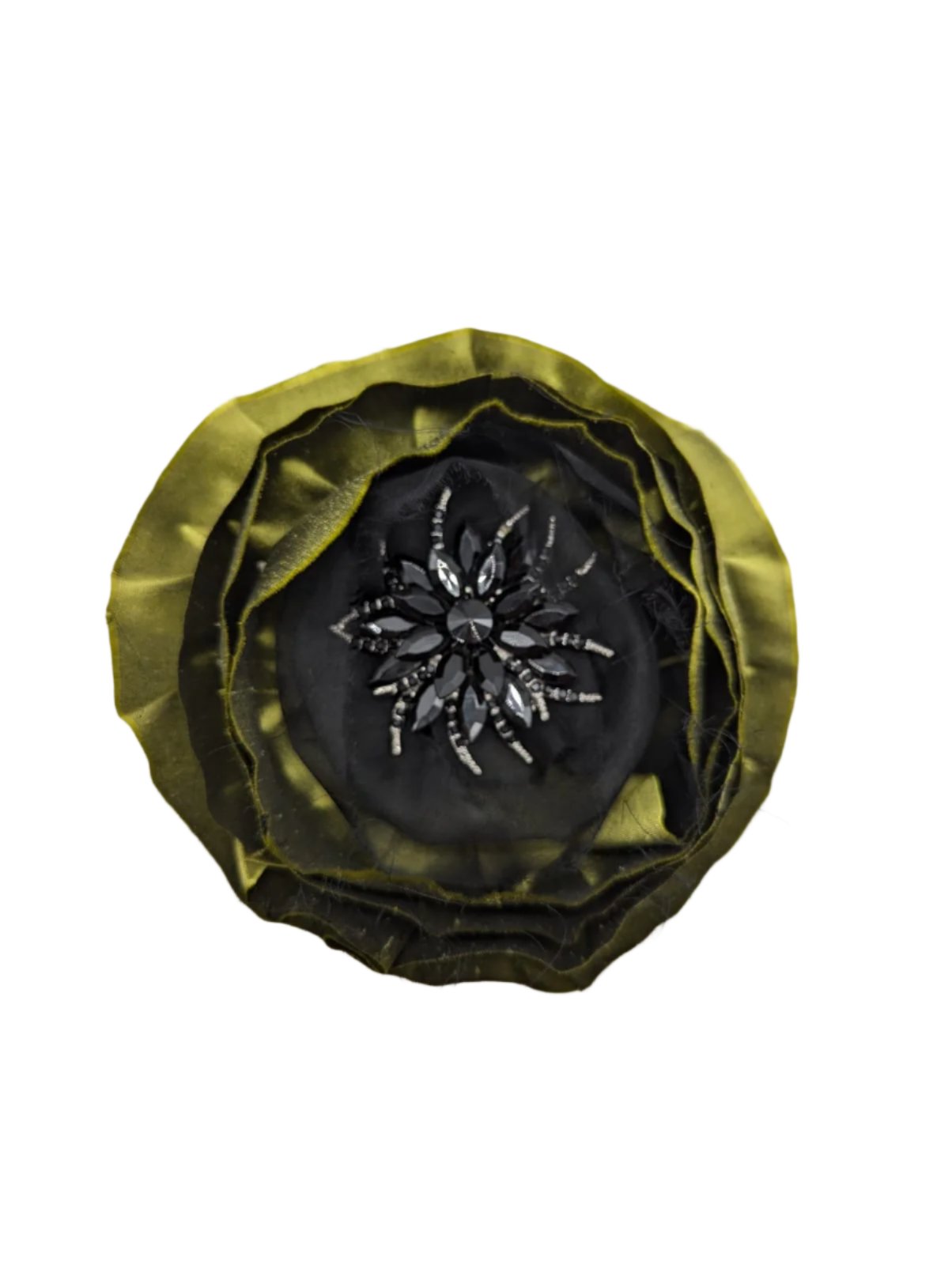 Midnight Olive Satin Bloom Brooch