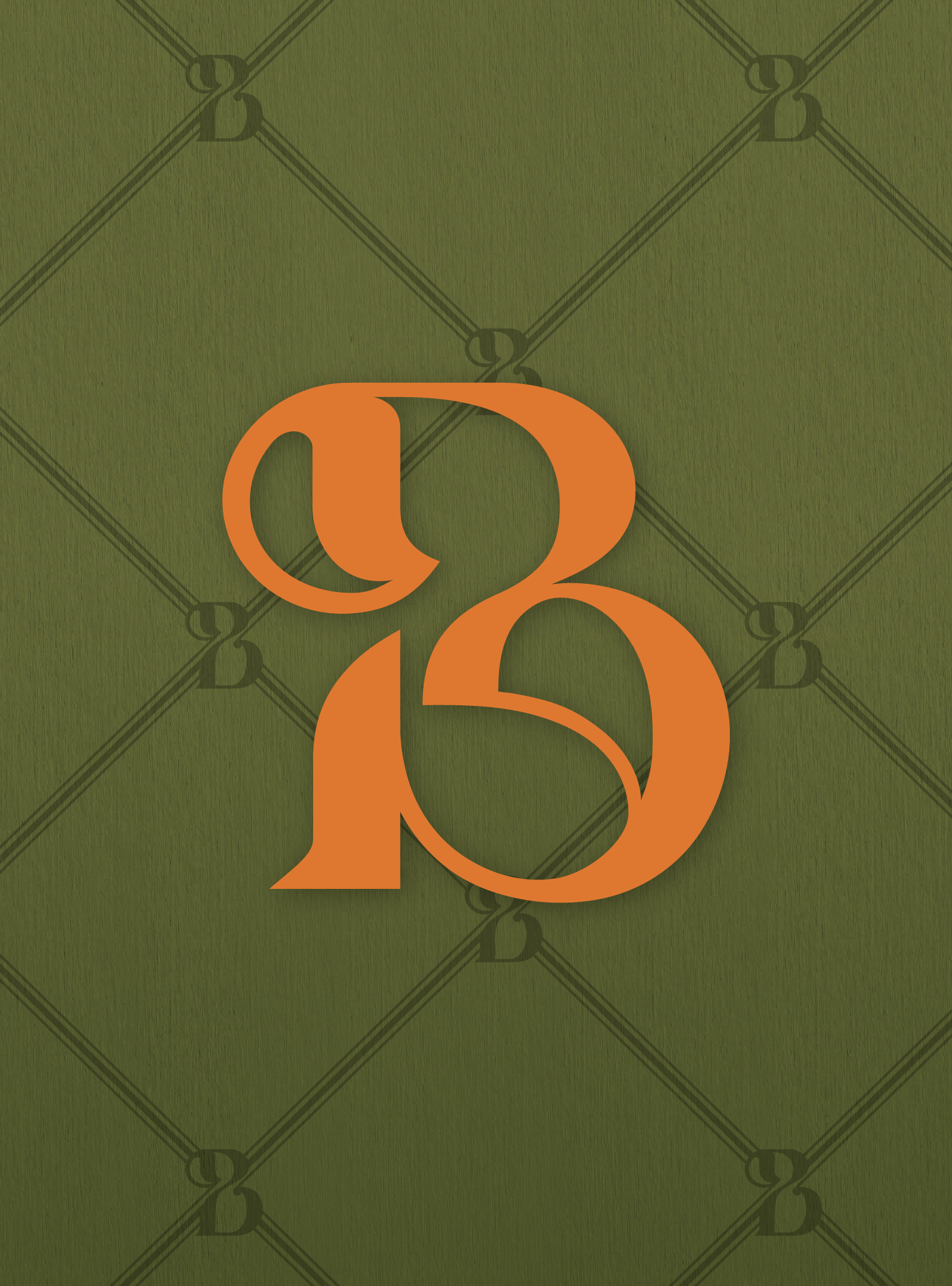 Broochella logo picture for the gift card. The B logo is orange. The background is green