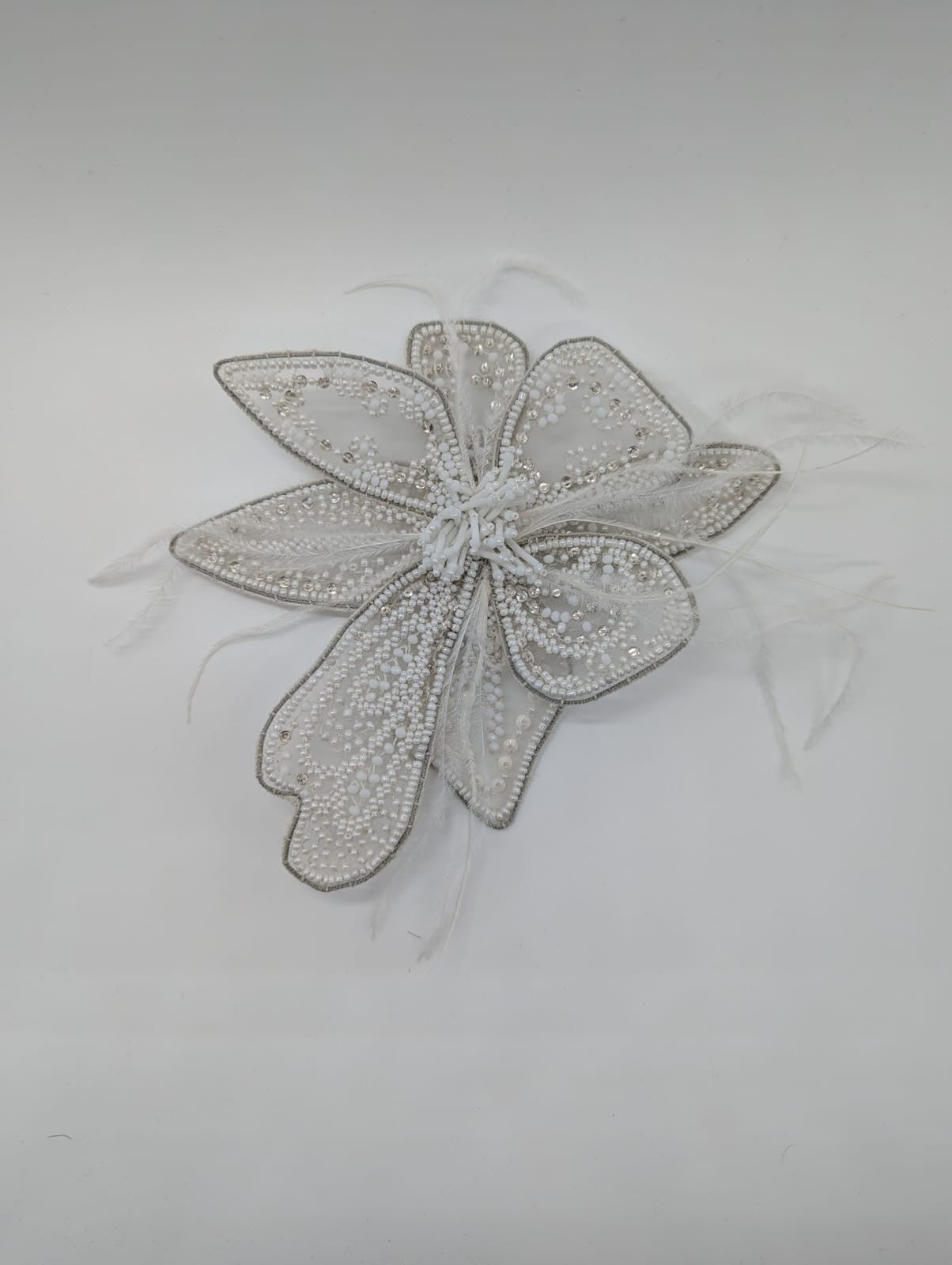Broochella Azalea hand beaded white flower brooch pin luxury designer men’s women’s 