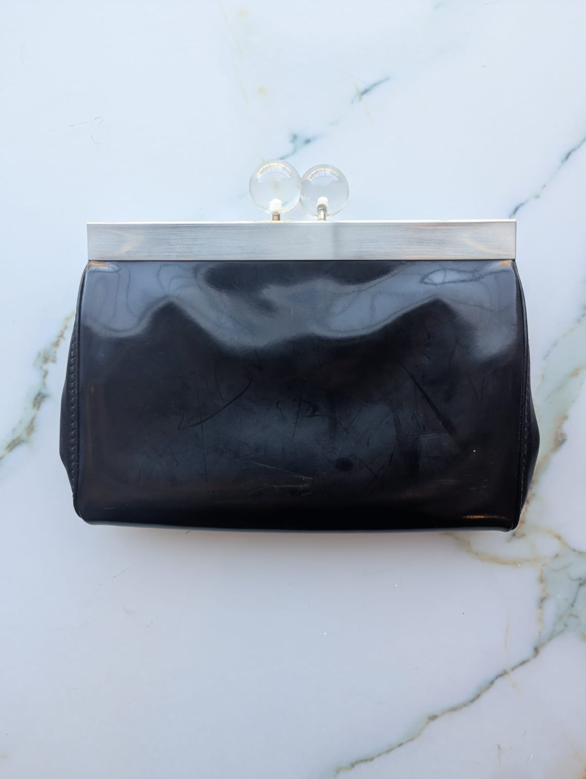 Furla black leather clutch purse bag luxury designer