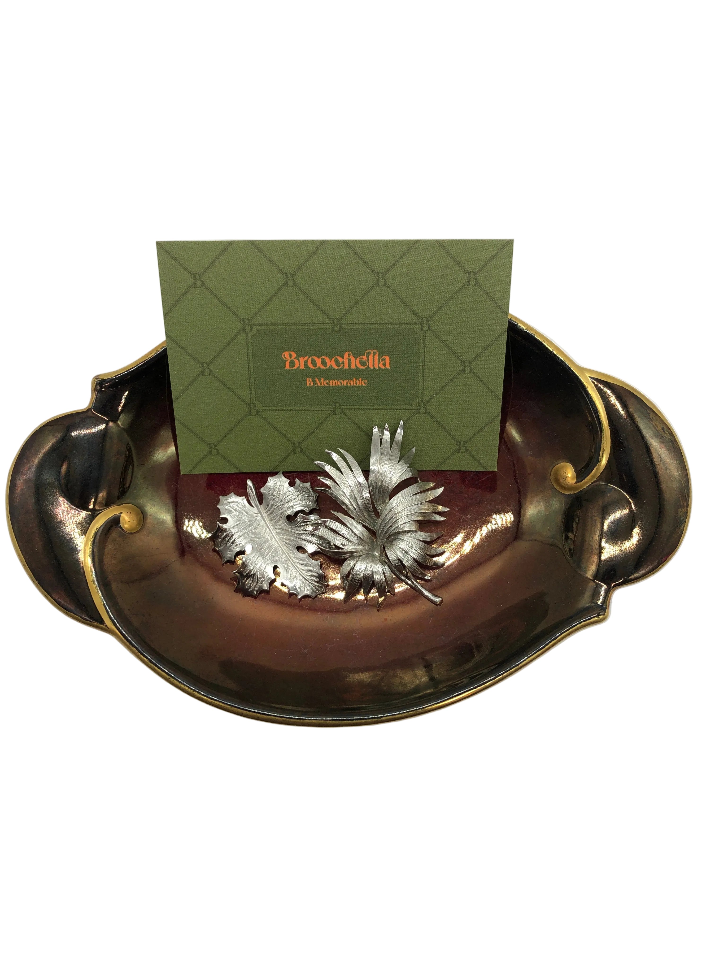 Foglie d’Argento Silver Tone Vintage Brooch Duo