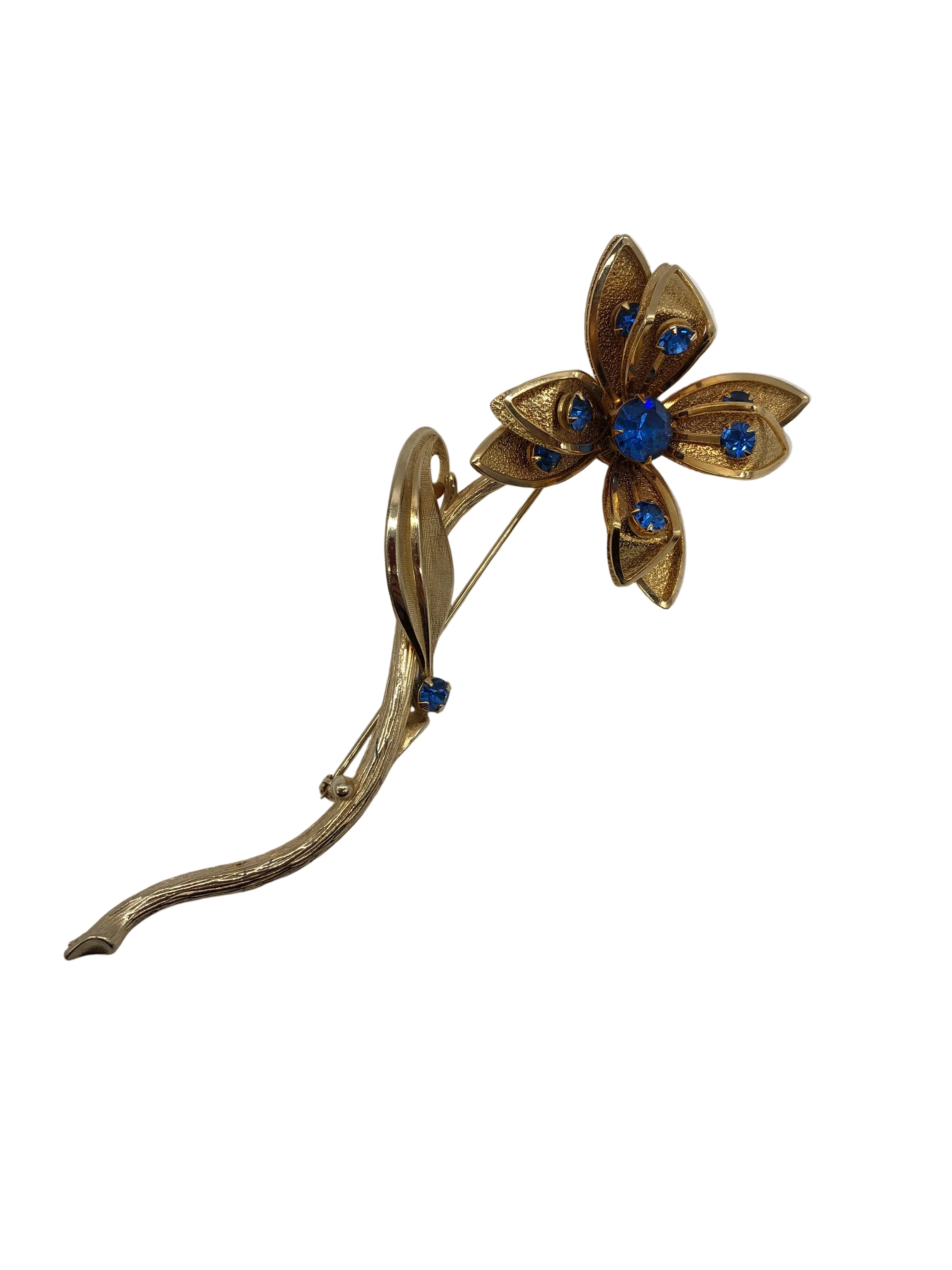 Fiore Azzurro Large Vintage Flower Brooch